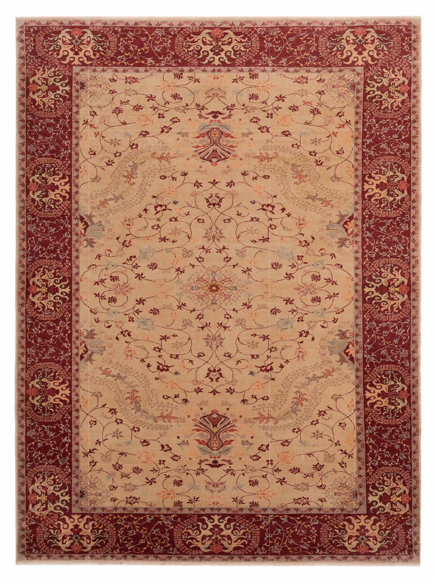 Pasha Antique Loom Cream Burgundy Traditional
