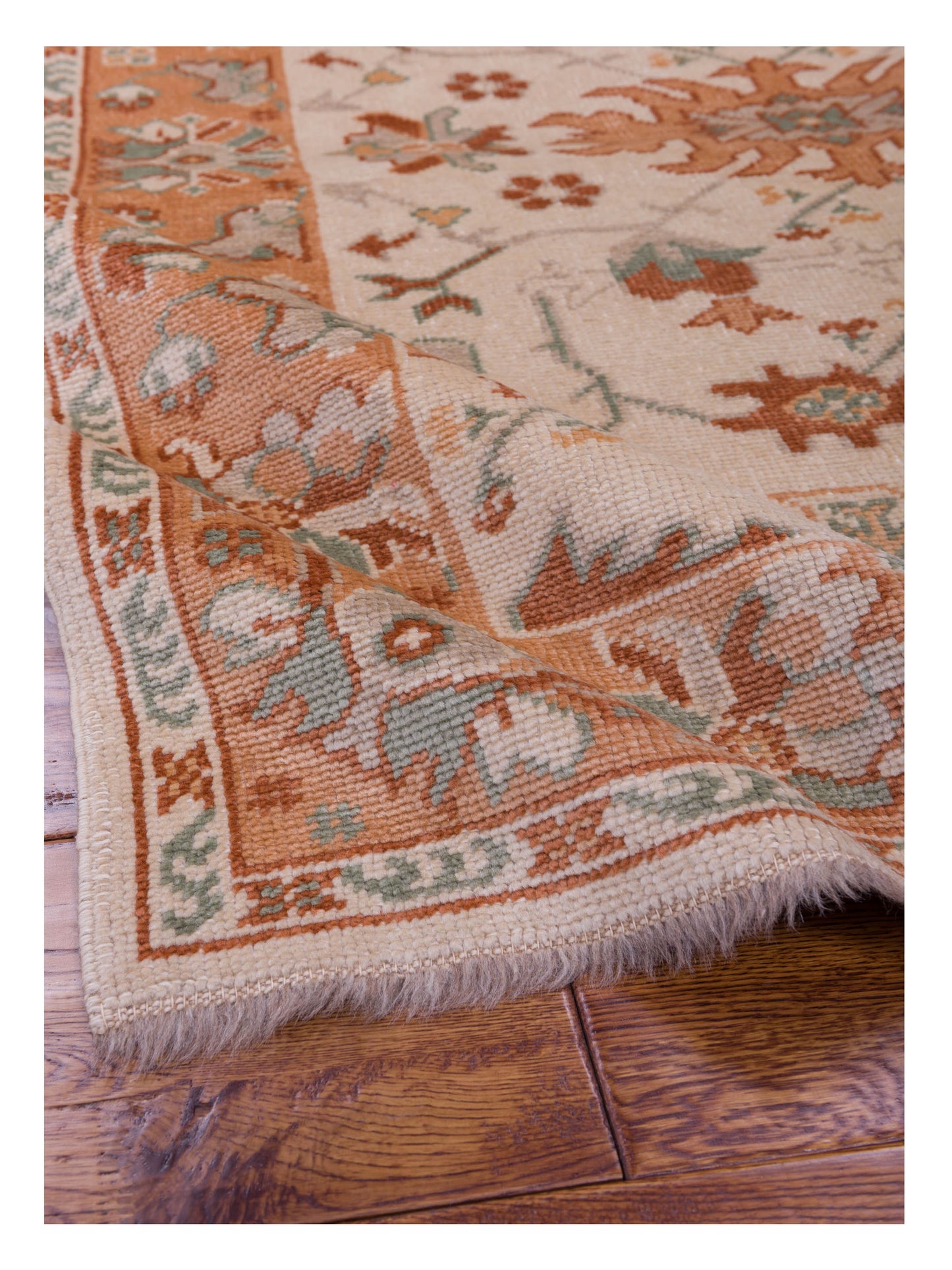 Anadol Oushak 129729 Ivory Pink 4.1x5.6 Hand Knotted Rug