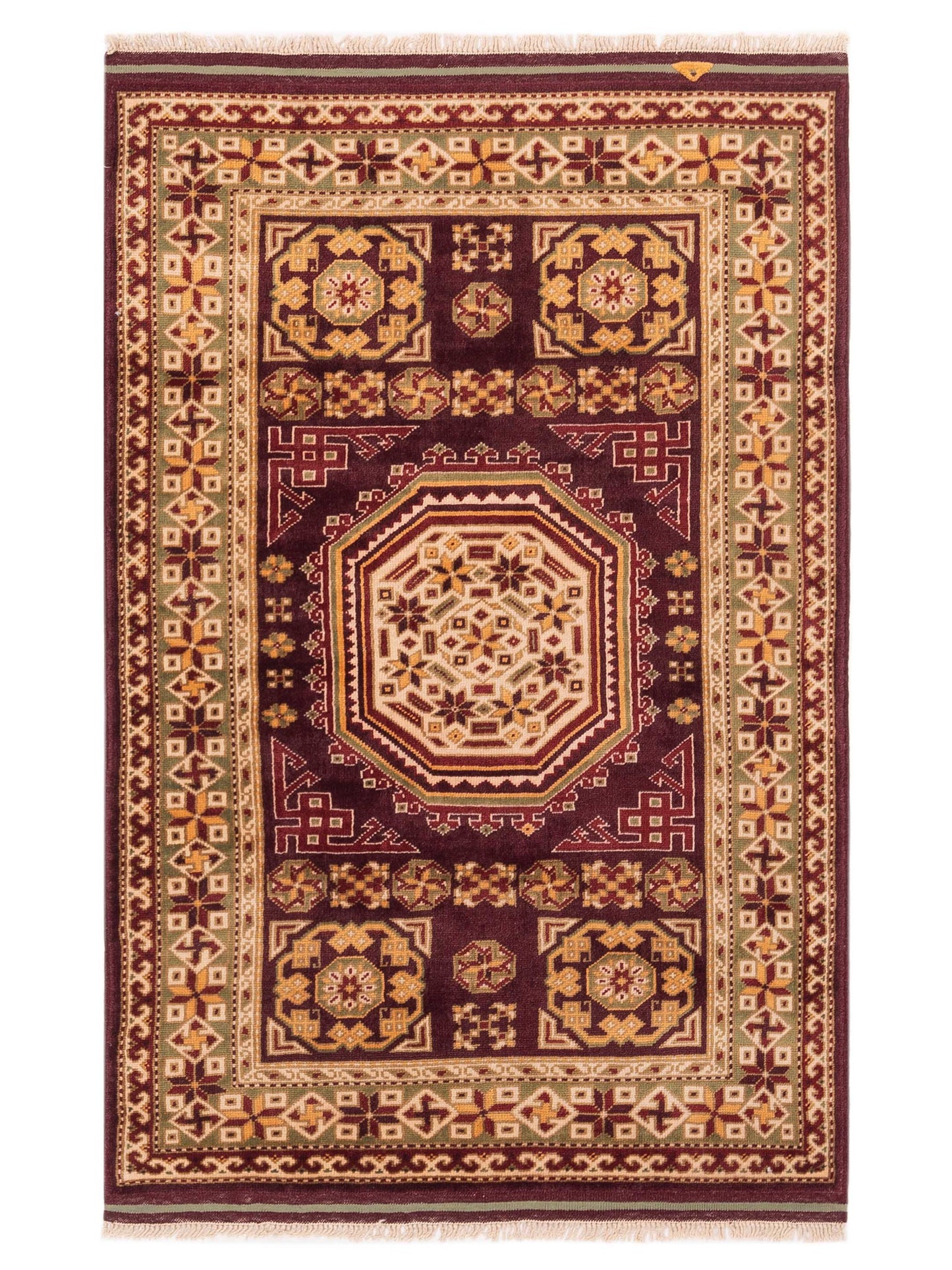 Pasha Turkish Shirwan Burgundy Green Traditional