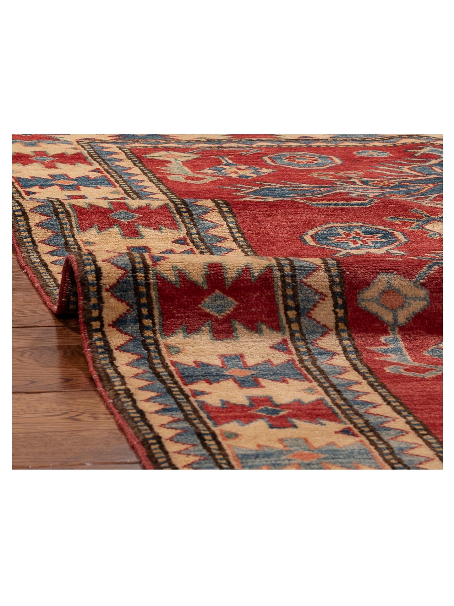 Kazak 999182 Red Beige 4.5x6.2 Hand Knotted Rug