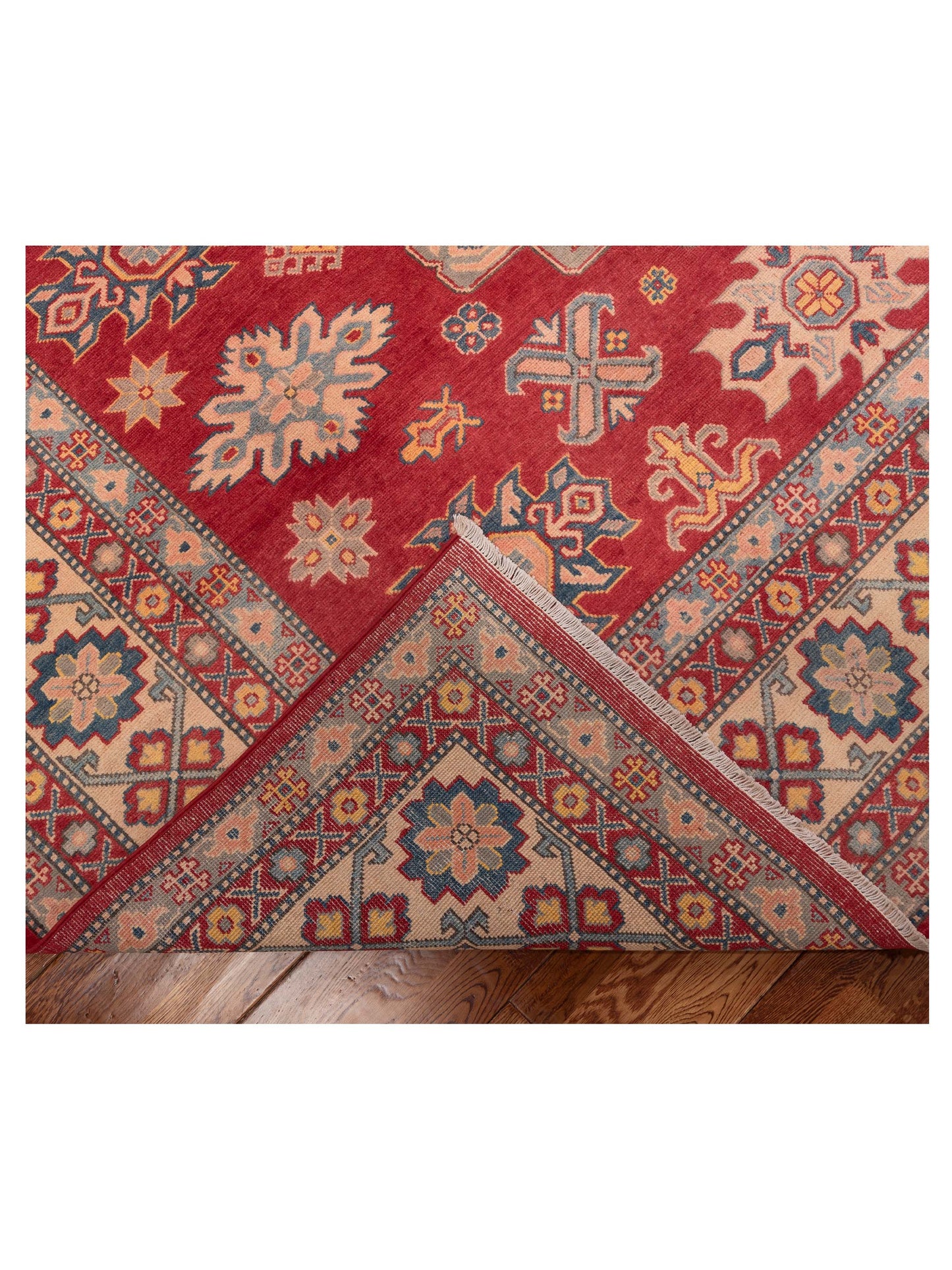 Kazak 151924 Red Ivory 8.1x9.7 Hand Knotted Rug