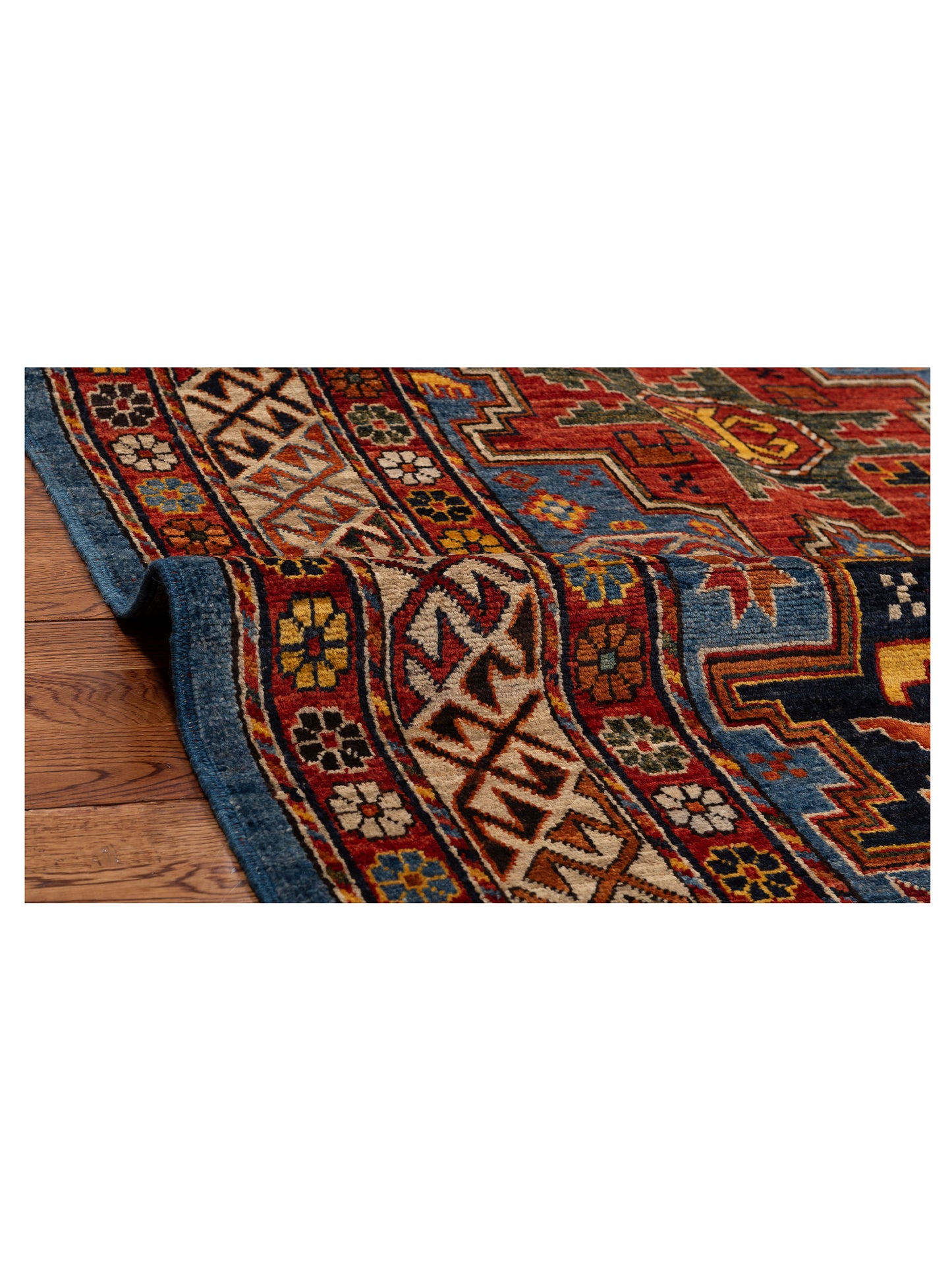 Artisan Kazak 151865 Blue Ivory 8x9.11 Hand Knotted Rug