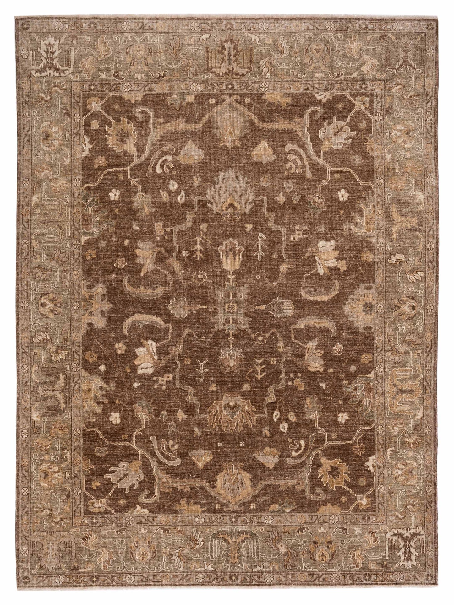 Anadol Angora Oushak Brown Green Traditional