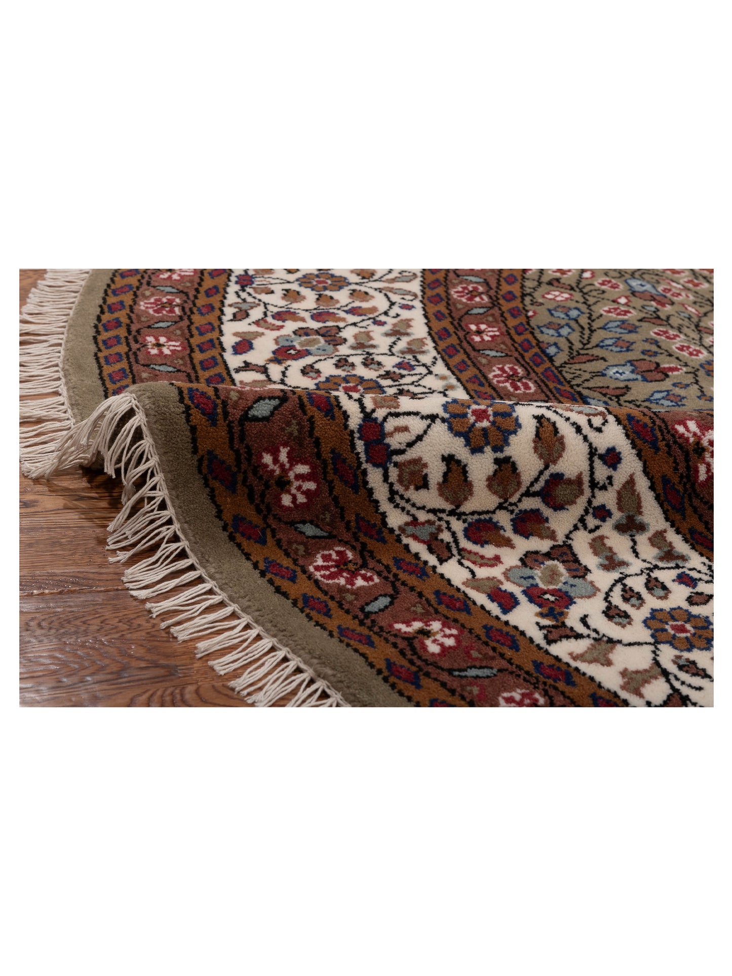 Kayseri 153095 Green Ivory 7.11x7.11 Hand Knotted Rug