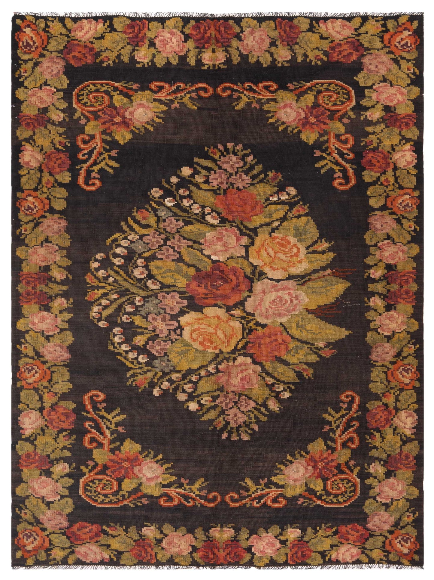 Pasha Old Basserabian Kilim Black Traditional
