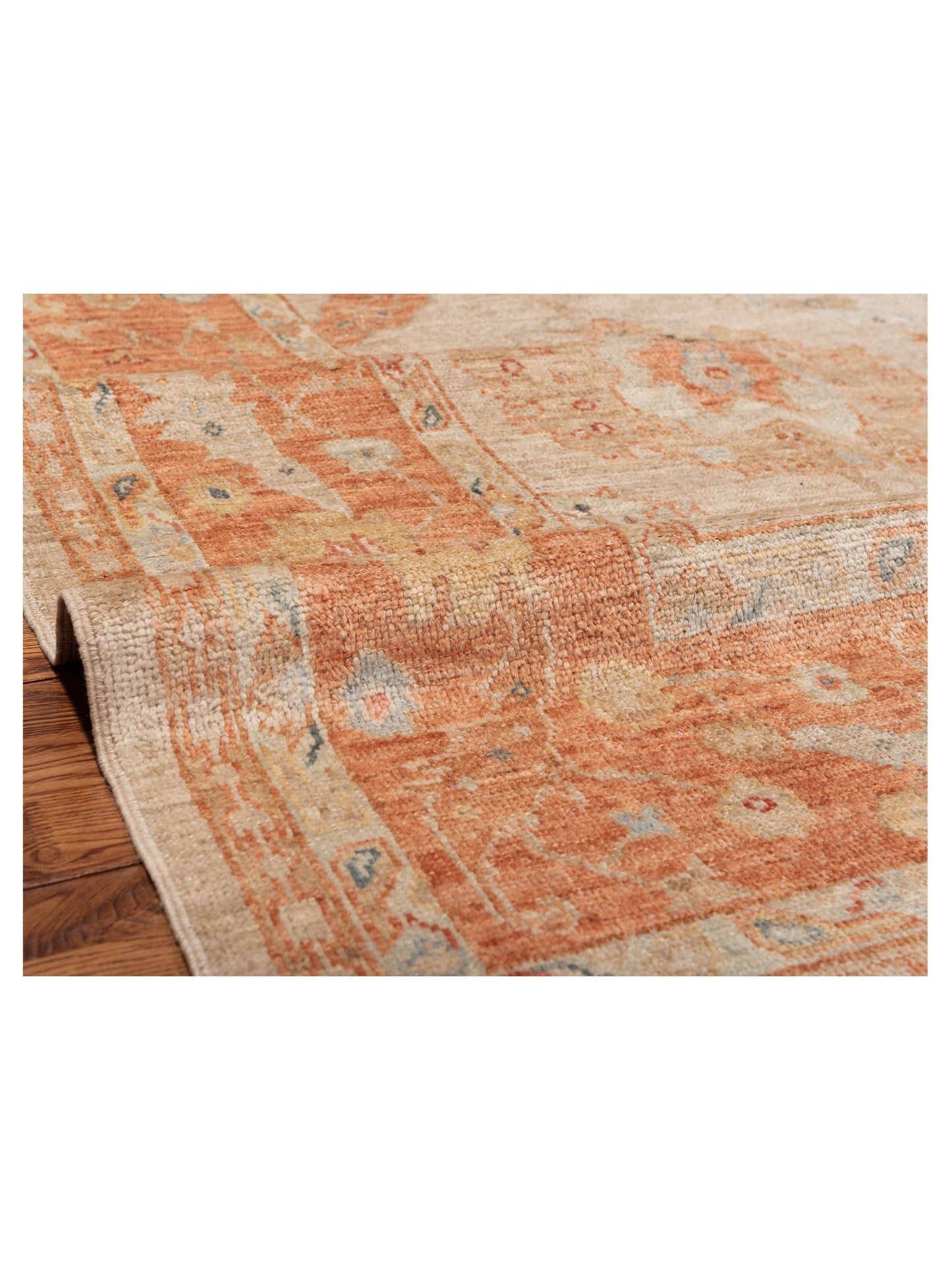 Angora Oushak 149400 Ivory Rust 9.1x11.8 Hand Knotted Rug