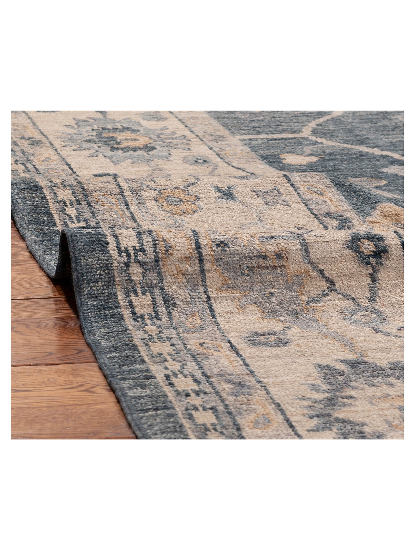 Angora Oushak 156271 Blue Ivory 9.1x11.10 Hand Knotted Rug