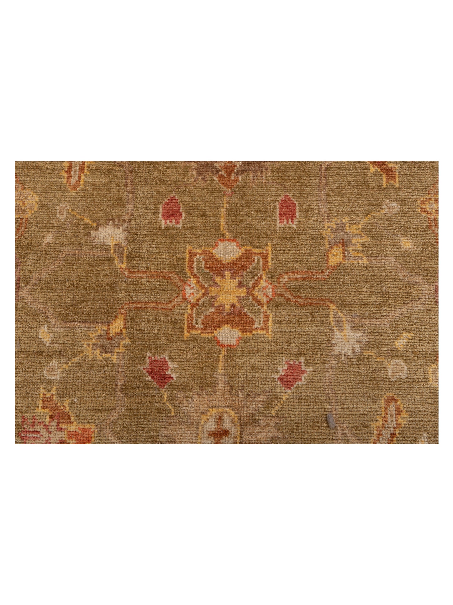 Angora Oushak 109069 Green Light Brown 6.6x16.2 Hand Knotted Rug