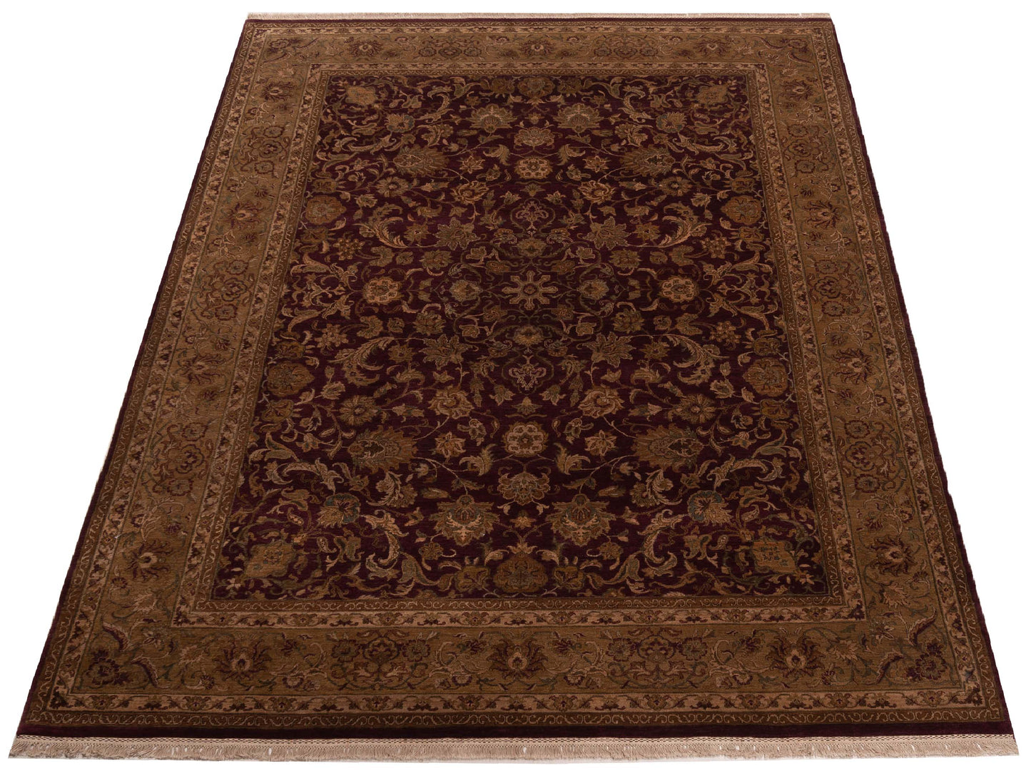 Crown 83894 Burgundy Gold 9.3x12.6 Hand Knotted Rug