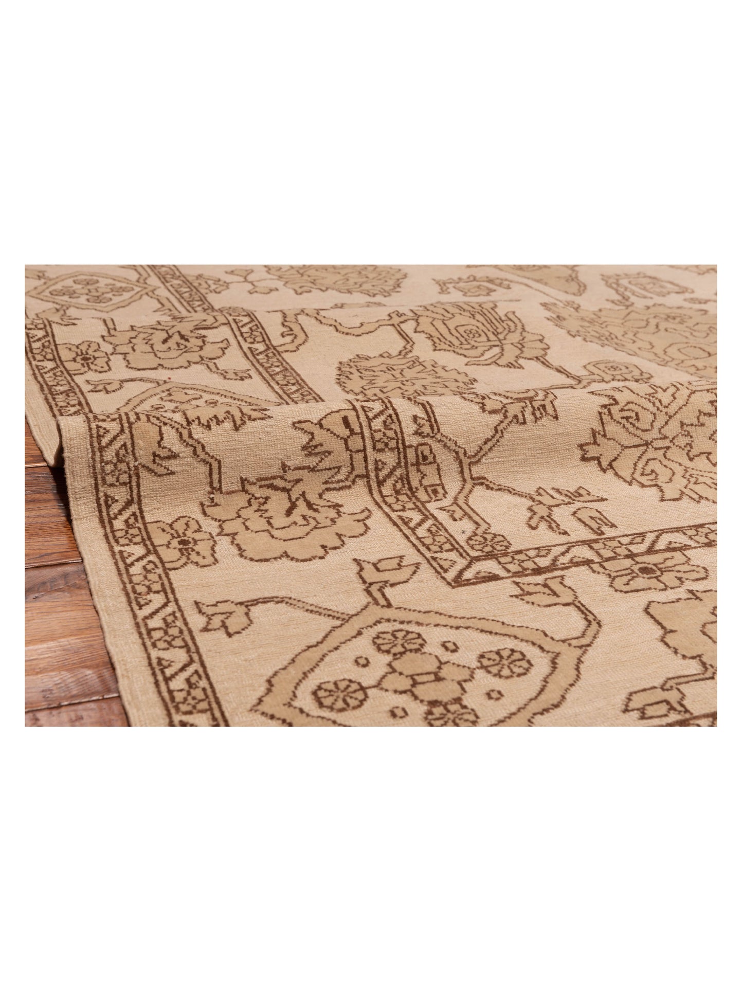 Defne Jade Ivory Dark Brown 6.5x9.5 Hand Knotted Rug