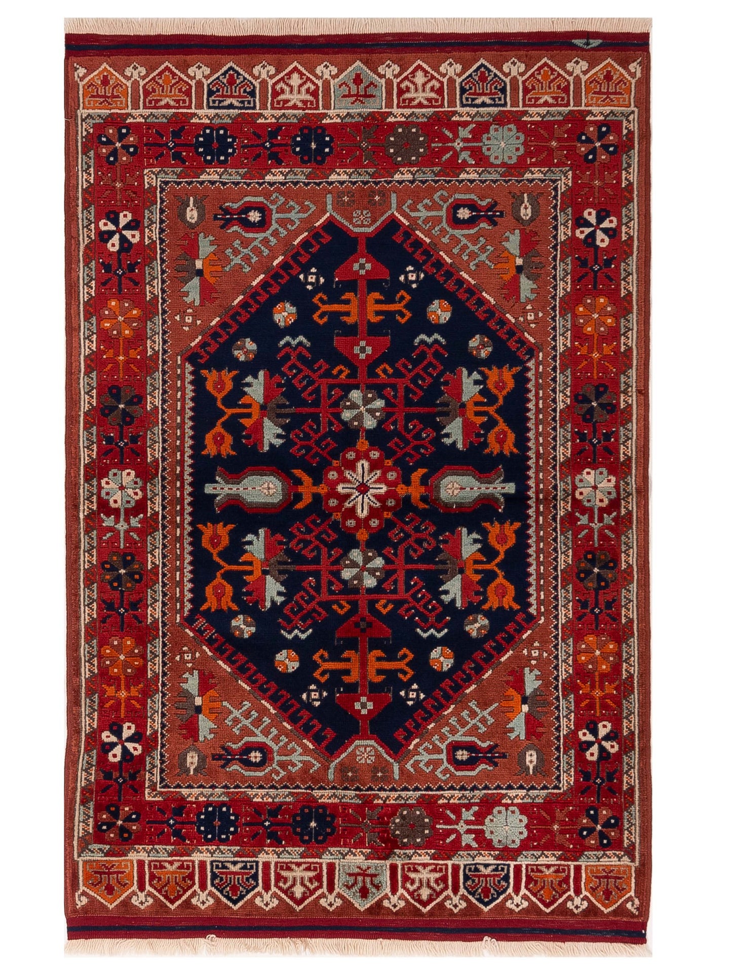 Pasha Turkish Shirwan Navy Red Traditional
