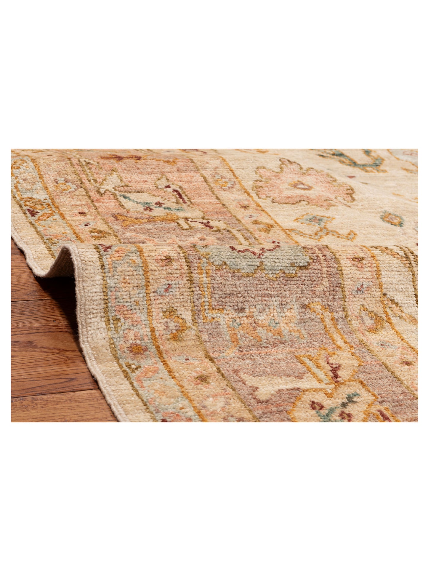 Angora Oushak 144647 Ivory Pink 8.3x9.7 Hand Knotted Rug