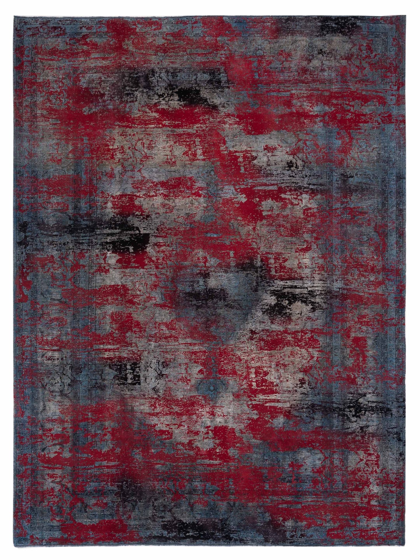 Pasha Vintage Gray Red Contemporary
