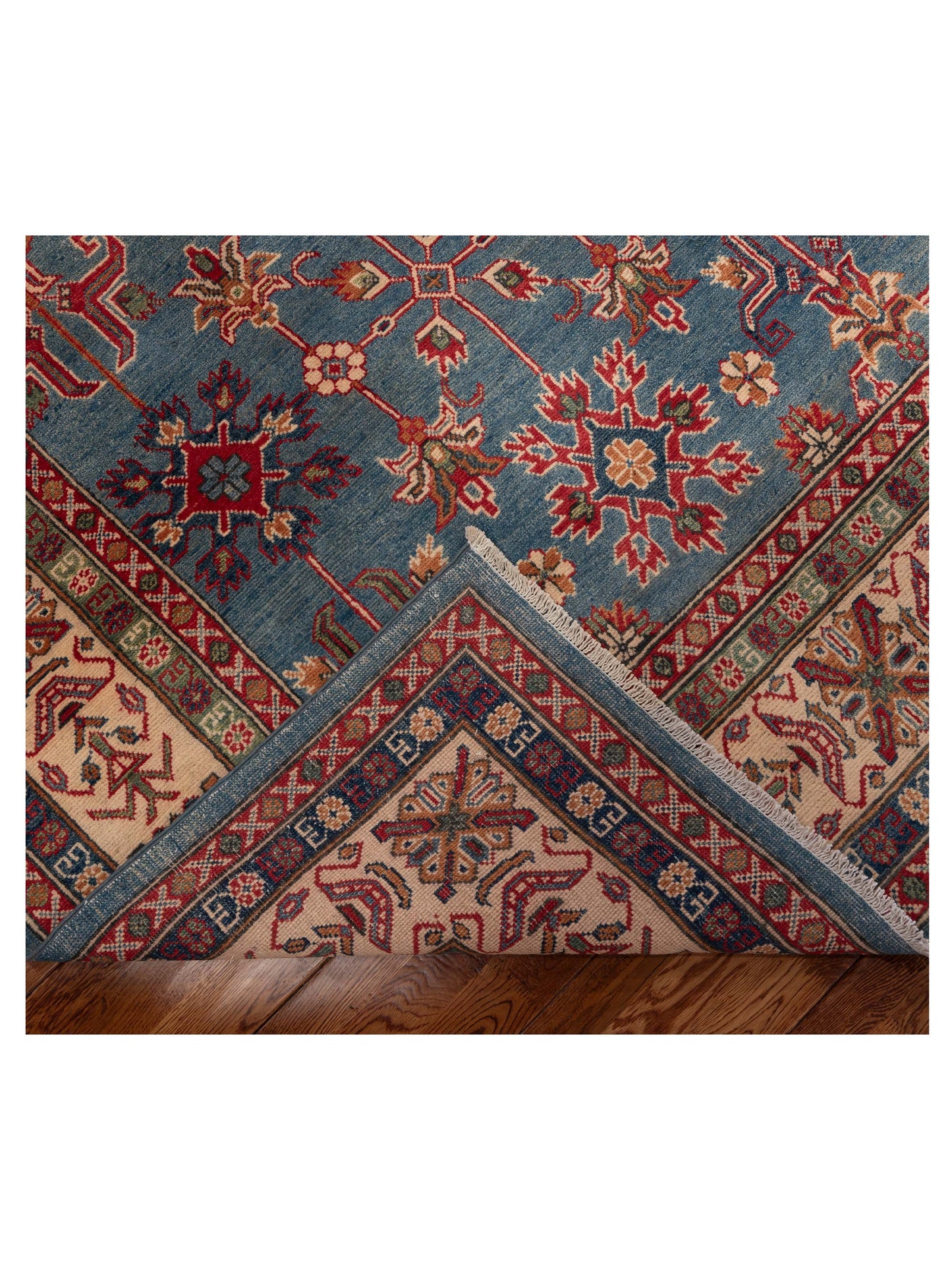 Kazak 151932 Blue Ivory 7.10x9.8 Hand Knotted Rug