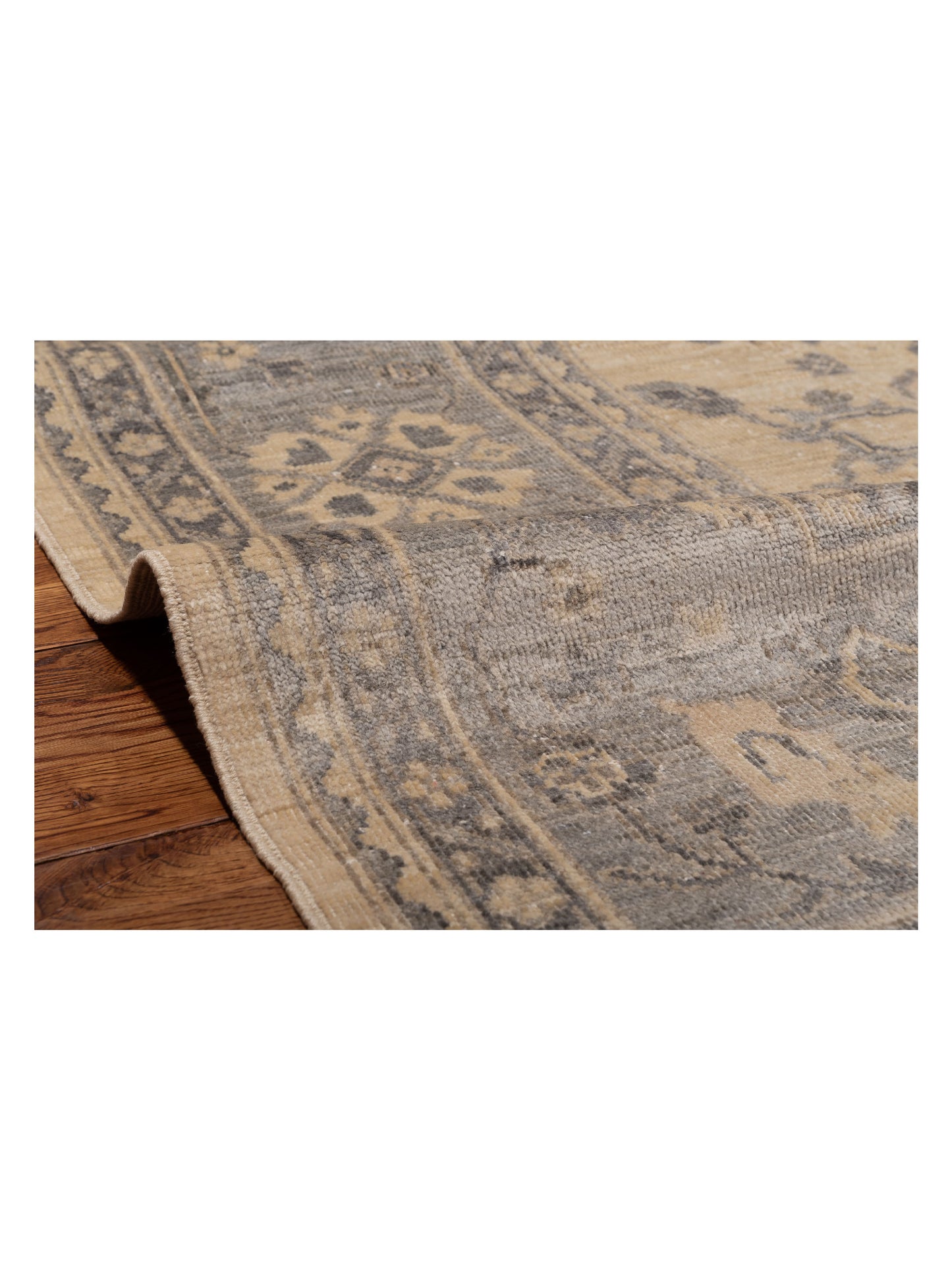 Anadol Oushak 125952 Ivory Gray 9.10x13.9 Hand Knotted Rug