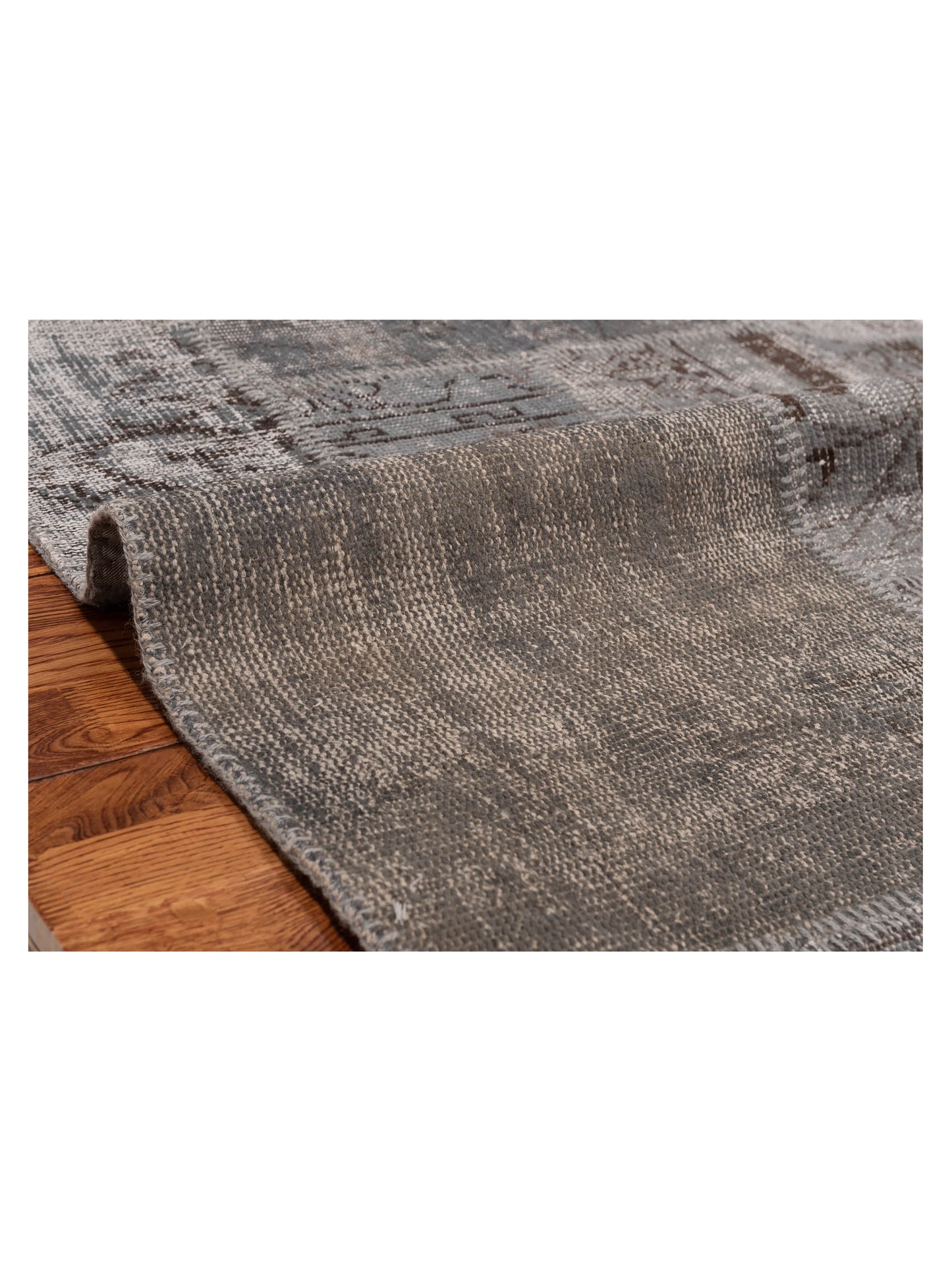Turkish Vestige Patchwork 131099 Gray 3.4x4.11 Hand Knotted Rug