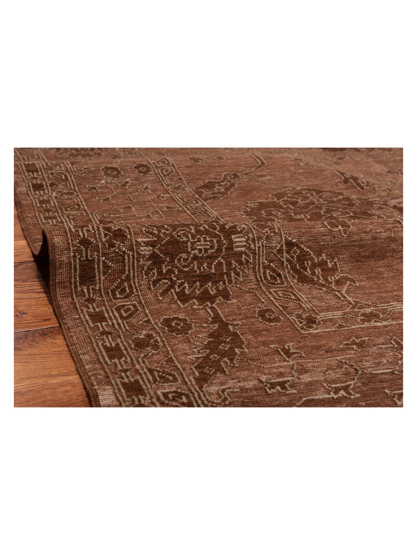 Defne Ruby Brown Ice Blue 6.5x9 Hand Knotted Rug