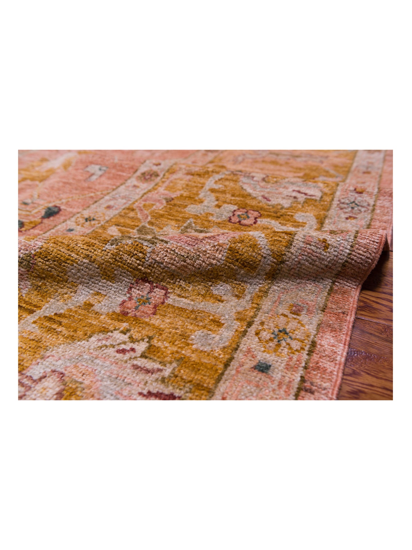 Angora Oushak 144545 Pink Mustard 12.5x18.11 Hand Knotted Rug