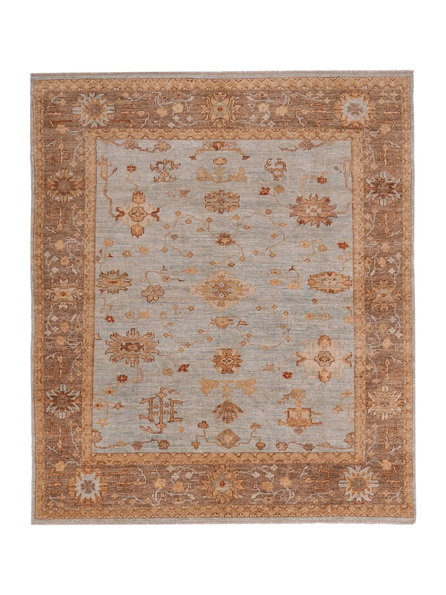 Anadol Angora Oushak Ice Blue Brown Traditional