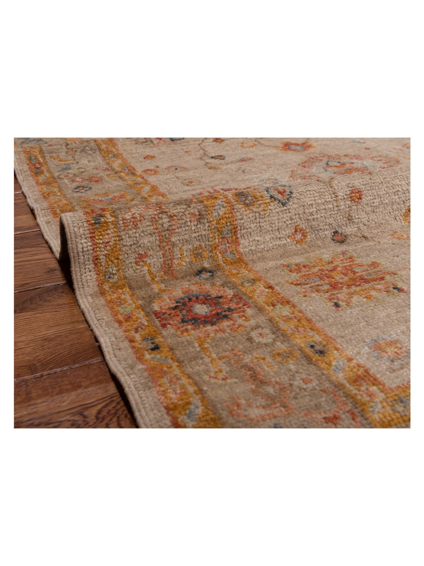 Angora Oushak 150367 Beige Light Brown 4x6.1 Hand Knotted Rug