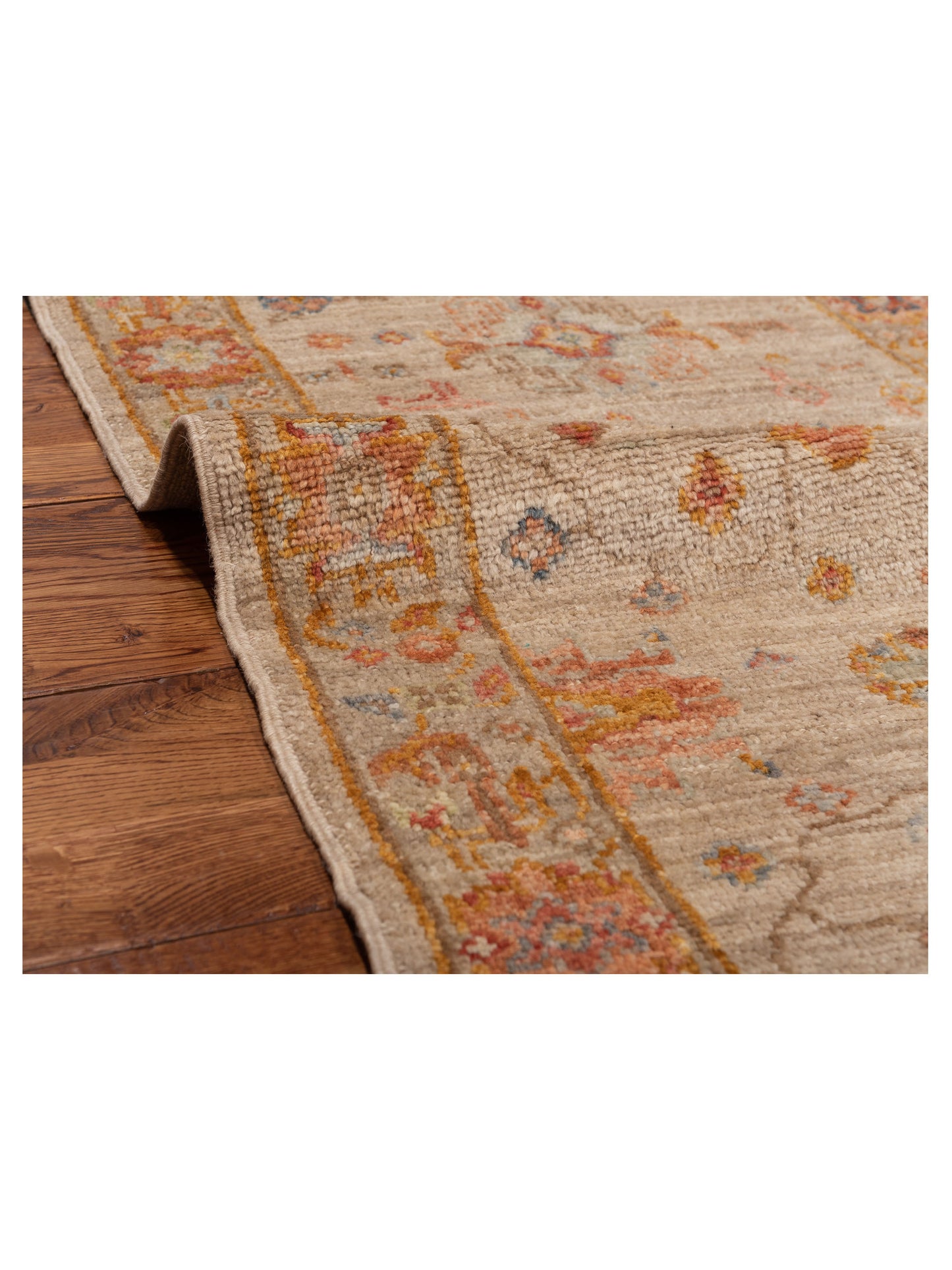 Angora Oushak 150244 Ivory Camel 2.6x13.9 Hand Knotted Rug