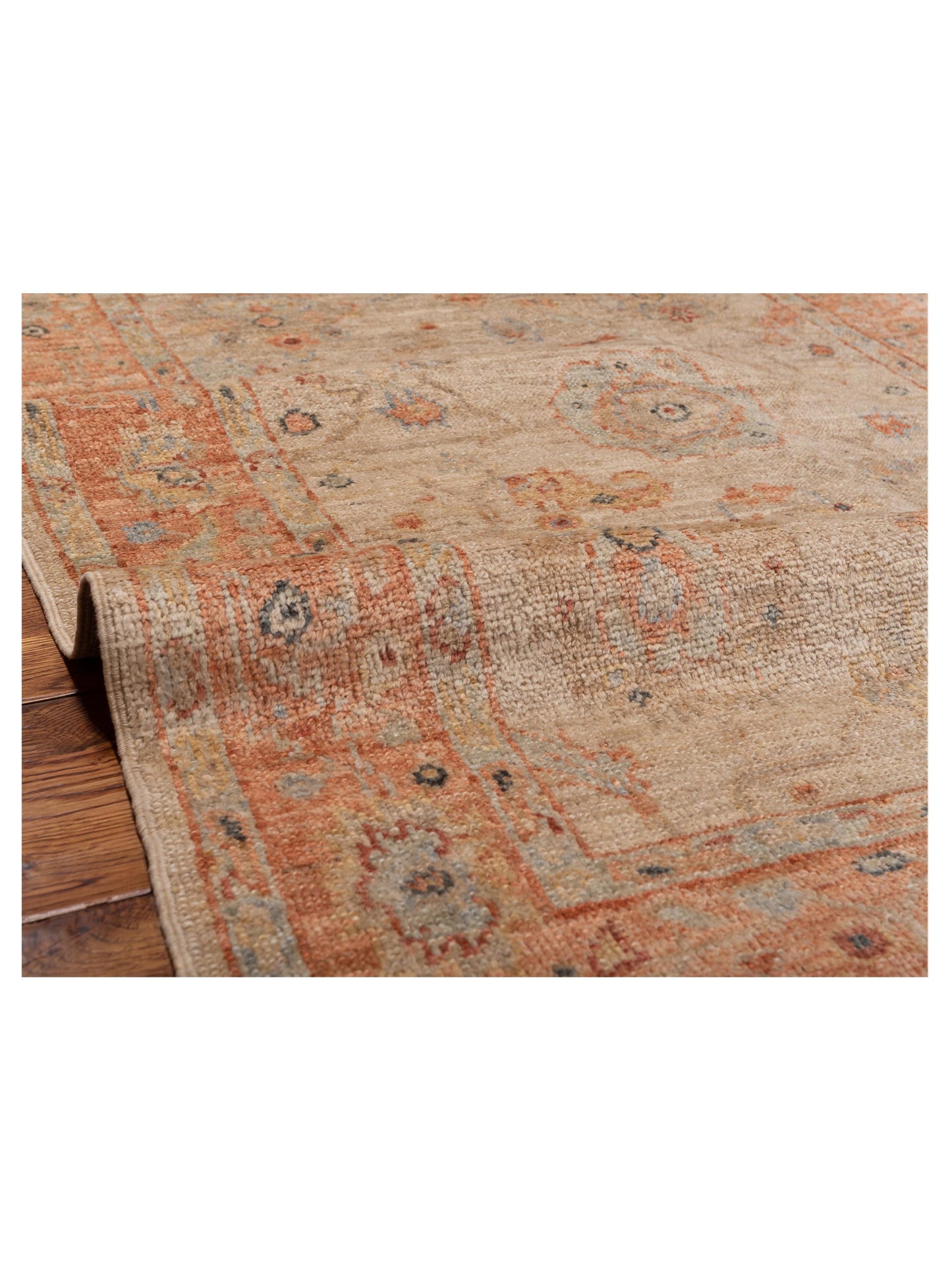 Angora Oushak 149290 Beige Rust 4x5.8 Hand Knotted Rug