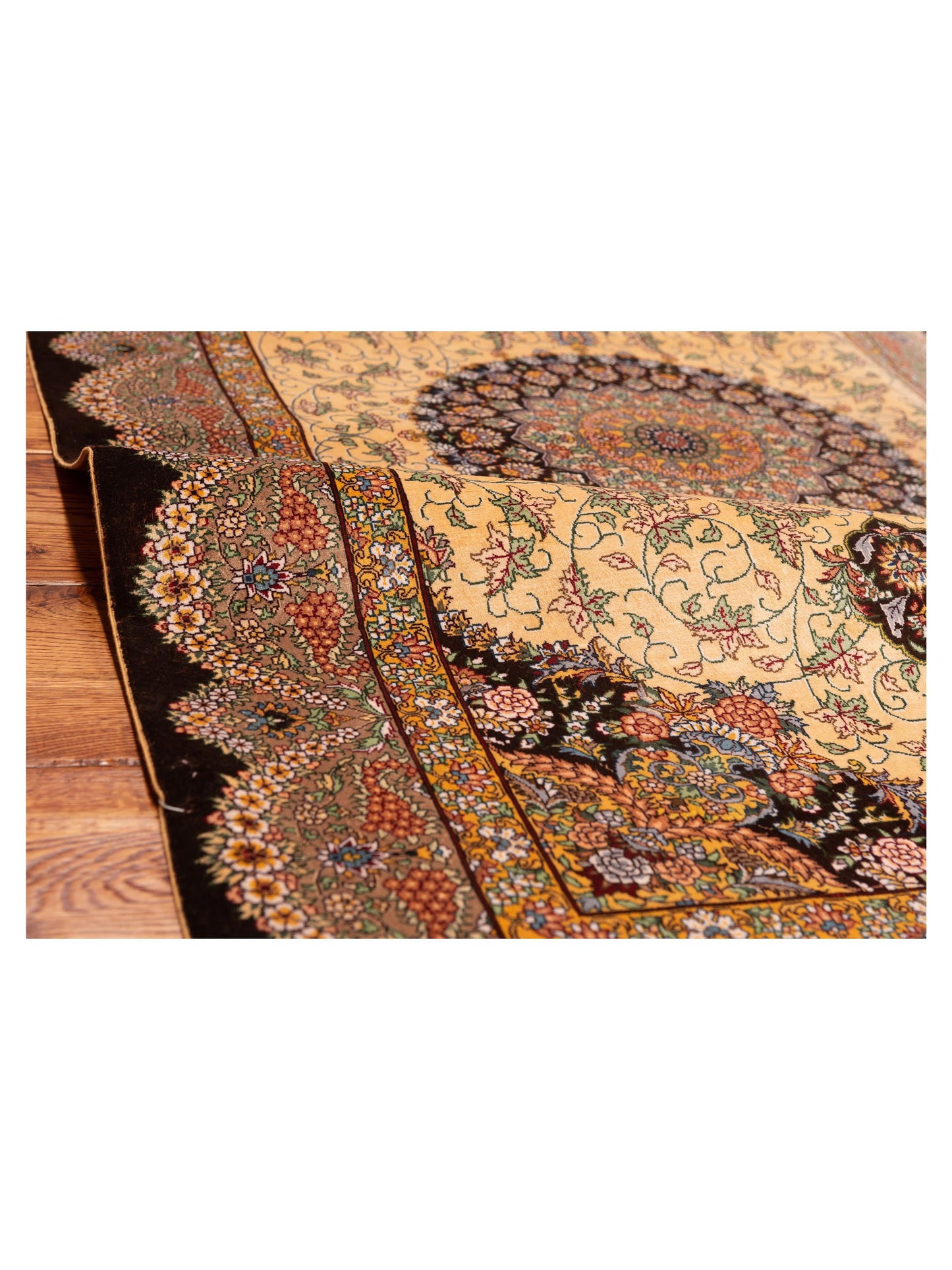 Pure Silk 124197 Beige Brown 3.1x5.1 Hand Knotted Rug