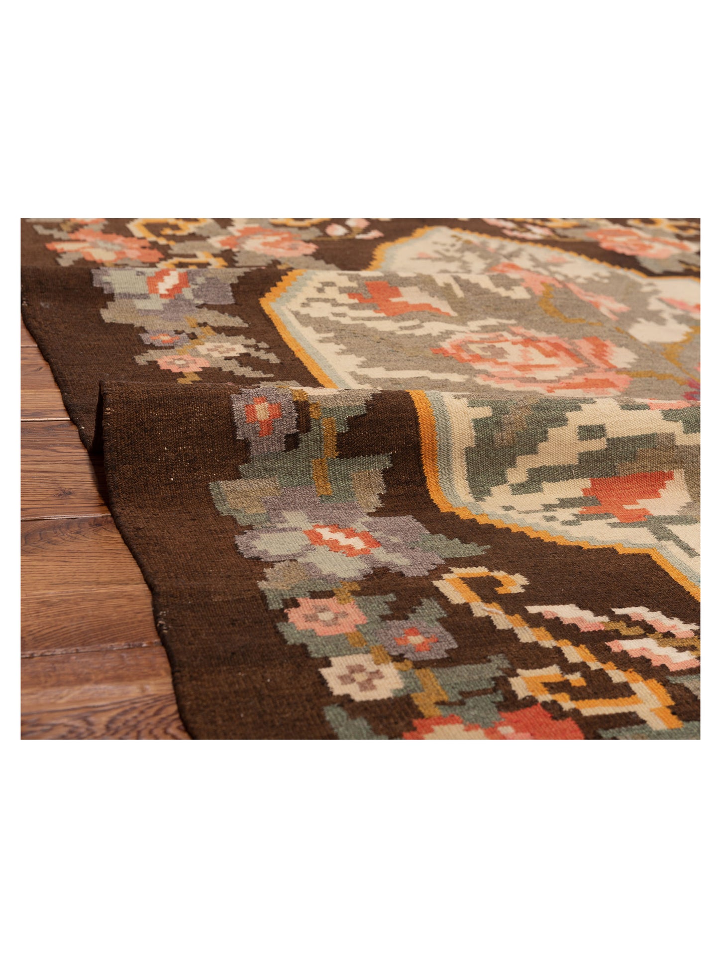 Old Basserabian Kilim 71551 Black 5x7.2 Hand Woven Rug