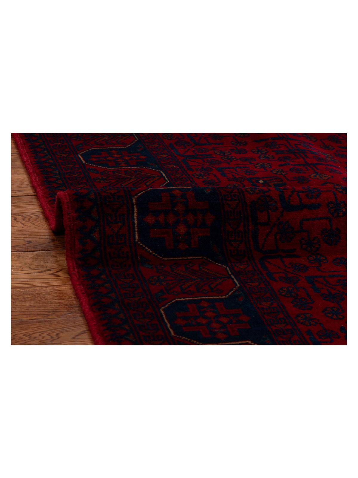 Afghan Belcik 152045 Red Navy 5.9x8.2 Hand Knotted Rug