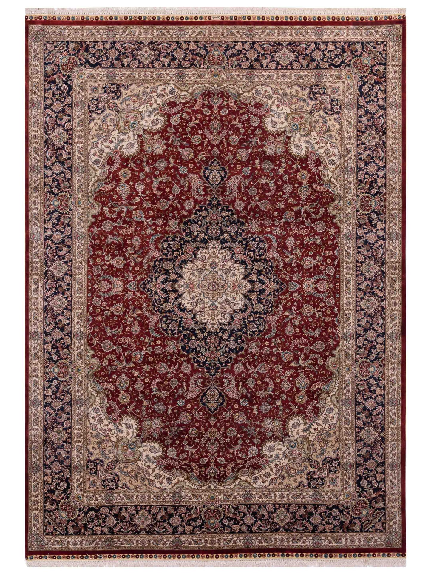 Pasha Pure Silk Red Navy Traditional