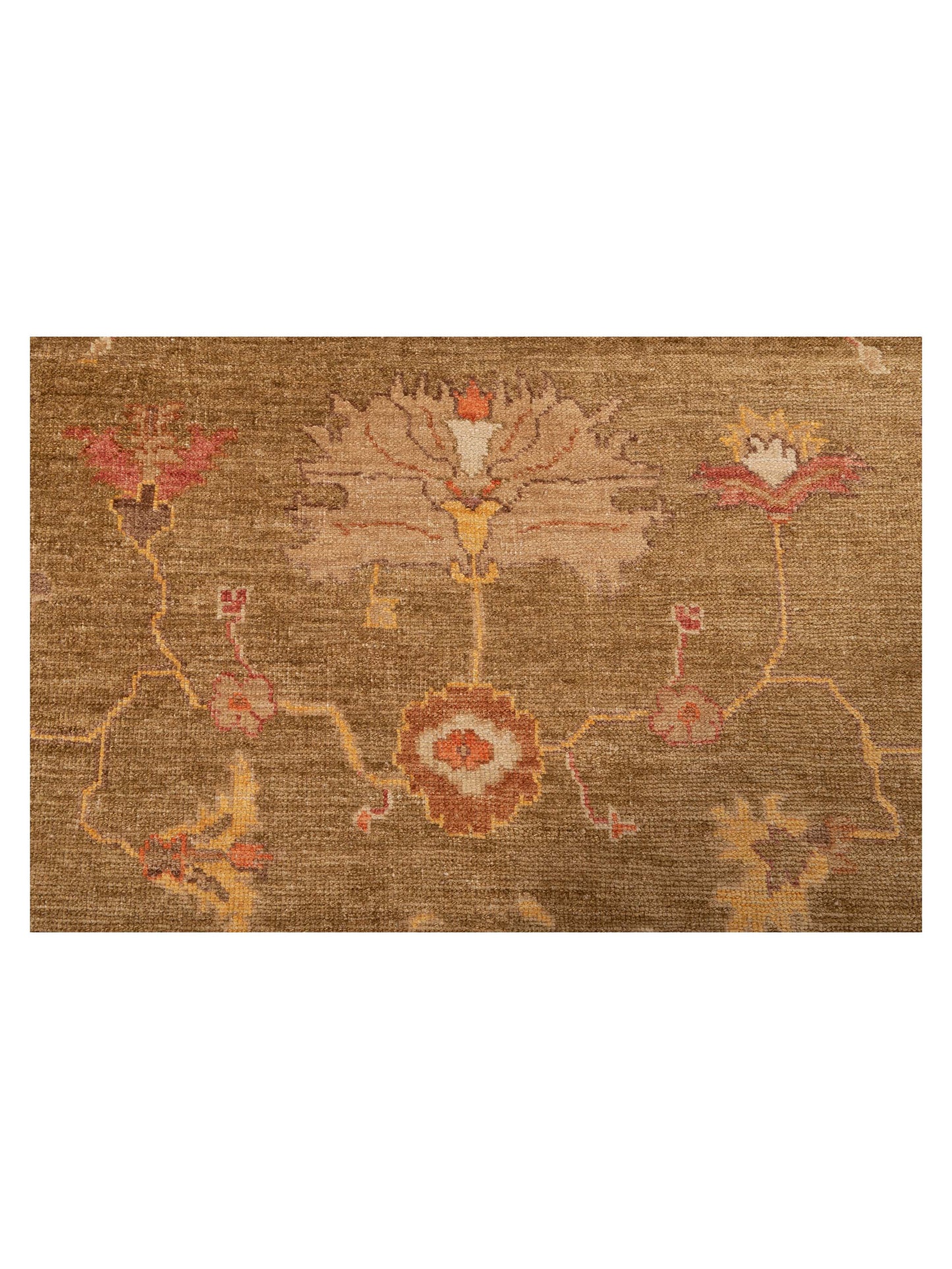 Angora Oushak 107604 Green Light Brown 13.2x16.2 Hand Knotted Rug