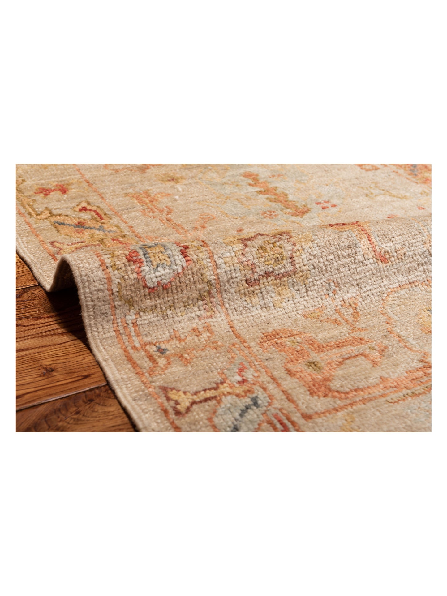 Angora Oushak 149353 Beige Beige 2.7x15.4 Hand Knotted Rug