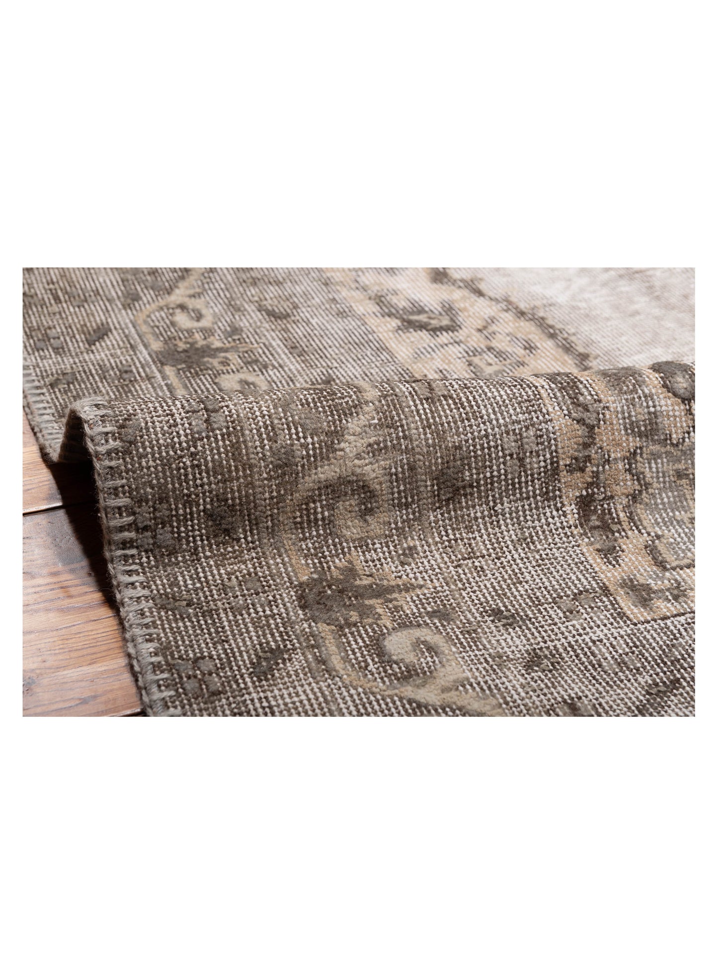Turkish Vestige Patchwork 125439 Silver Gray 11.10x15.11 Hand Knotted Rug