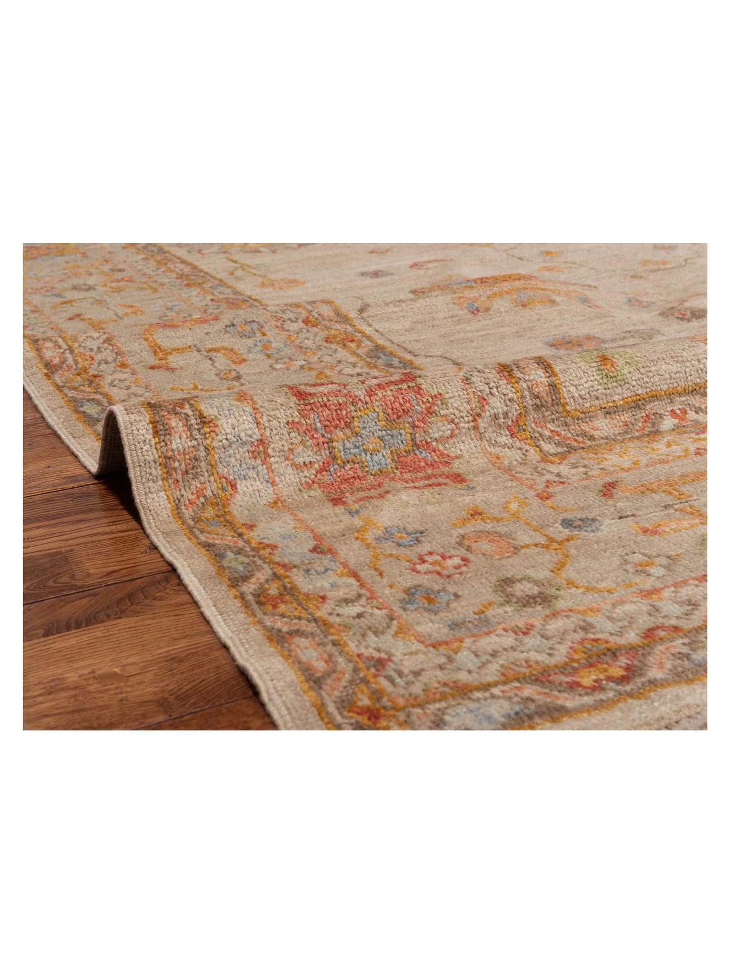 Angora Oushak 150314 Beige Silver 9.1x11.7 Hand Knotted Rug