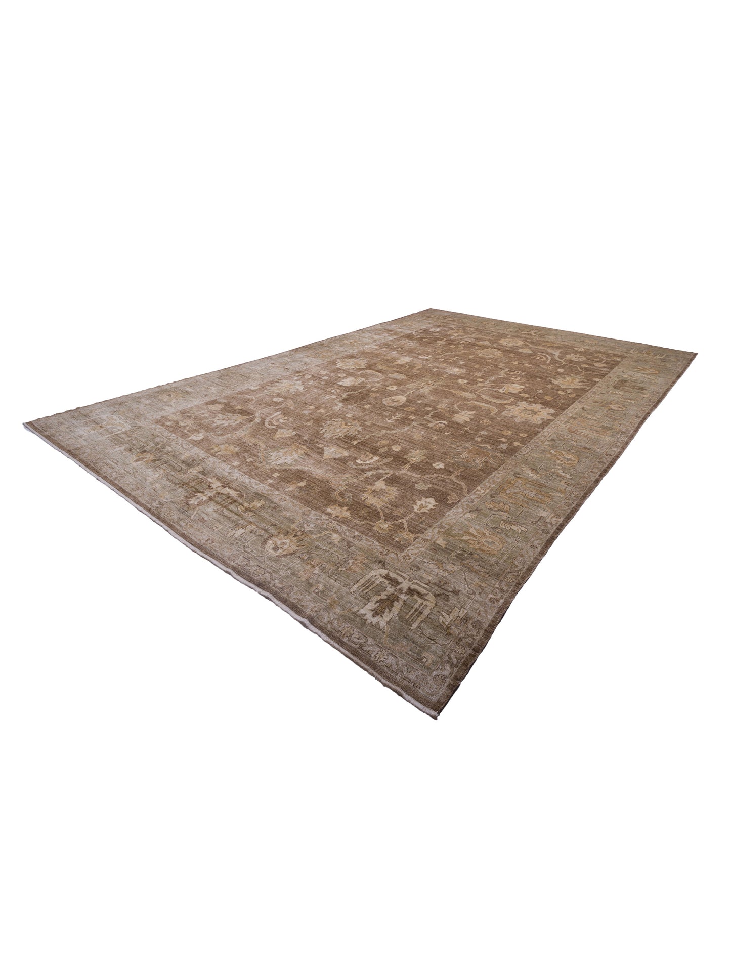 Angora Oushak 130261 Brown Green 14x20.8 Hand Knotted Rug