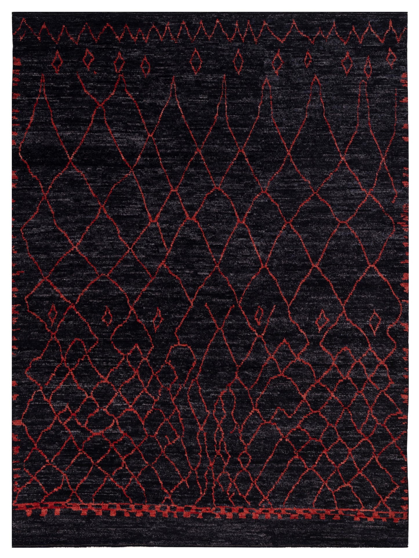 Pasha Berber Charcoal Red Contemporary