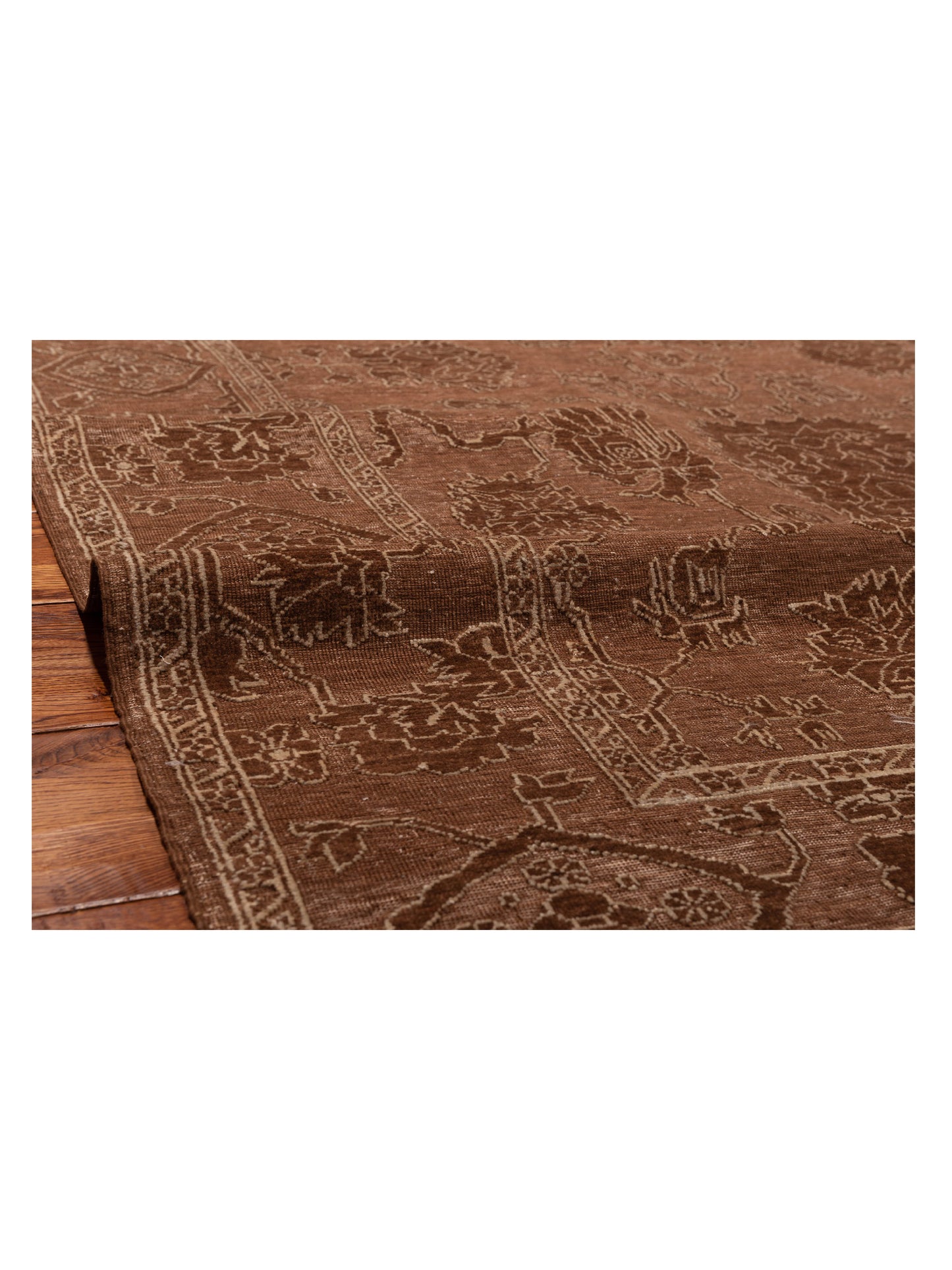 Defne Jade Brown Ice Blue 6.7x9.6 Hand Knotted Rug