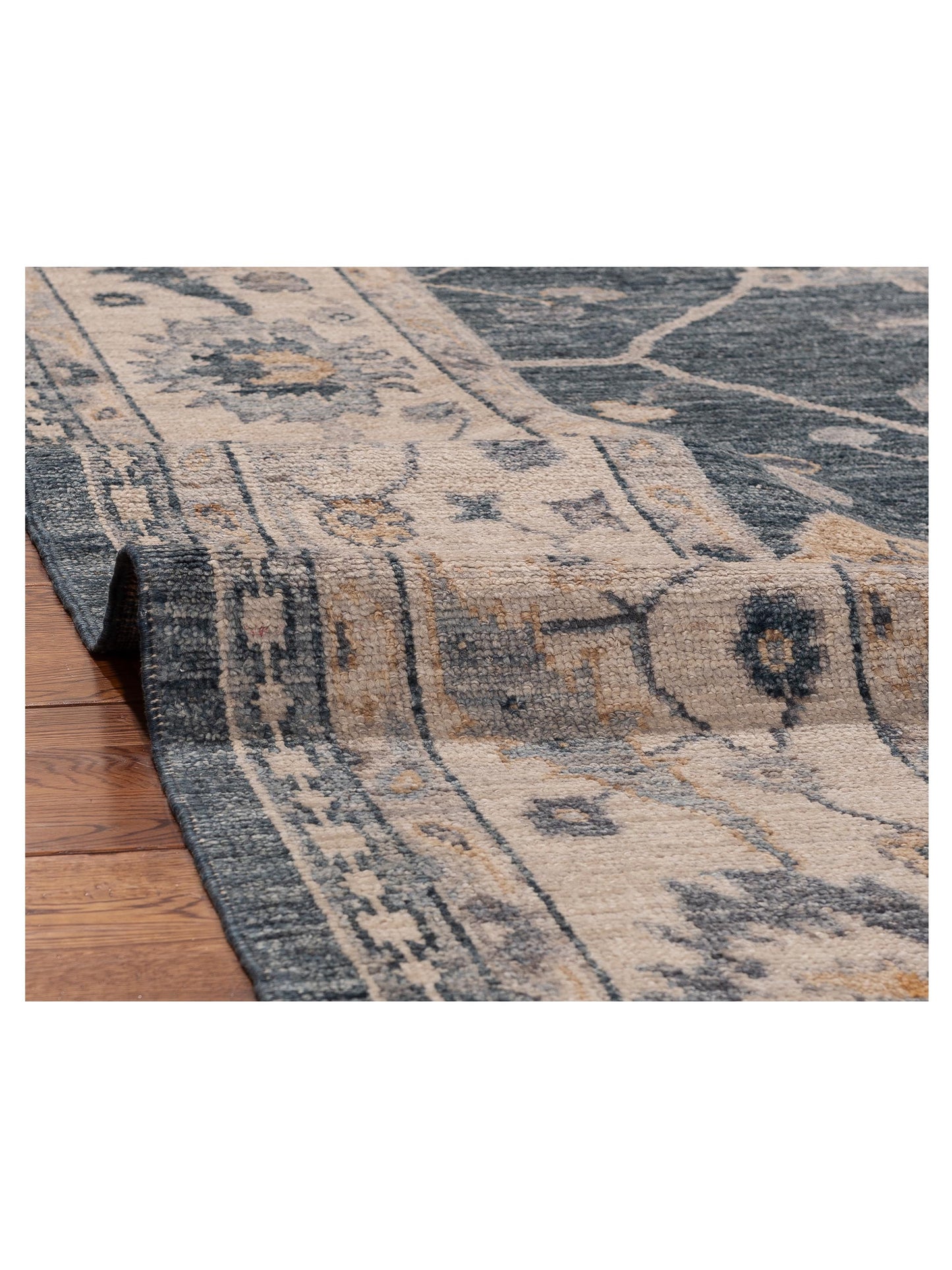 Angora Oushak 156028 Blue Ivory 9x11.10 Hand Knotted Rug