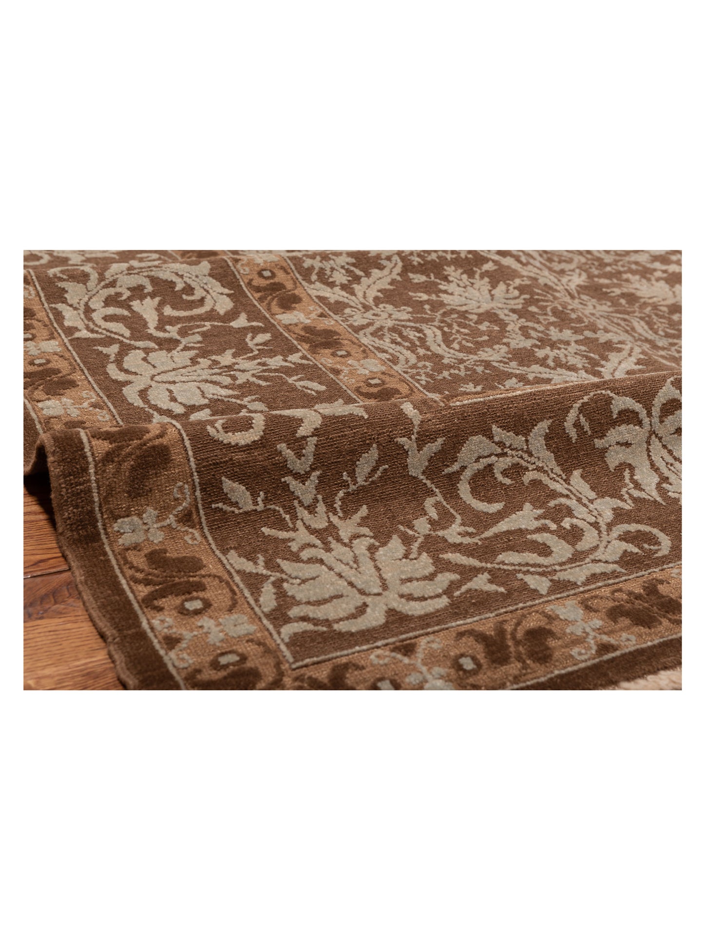 Defne Begonia Brown Brown 9.4x11.11 Hand Knotted Rug