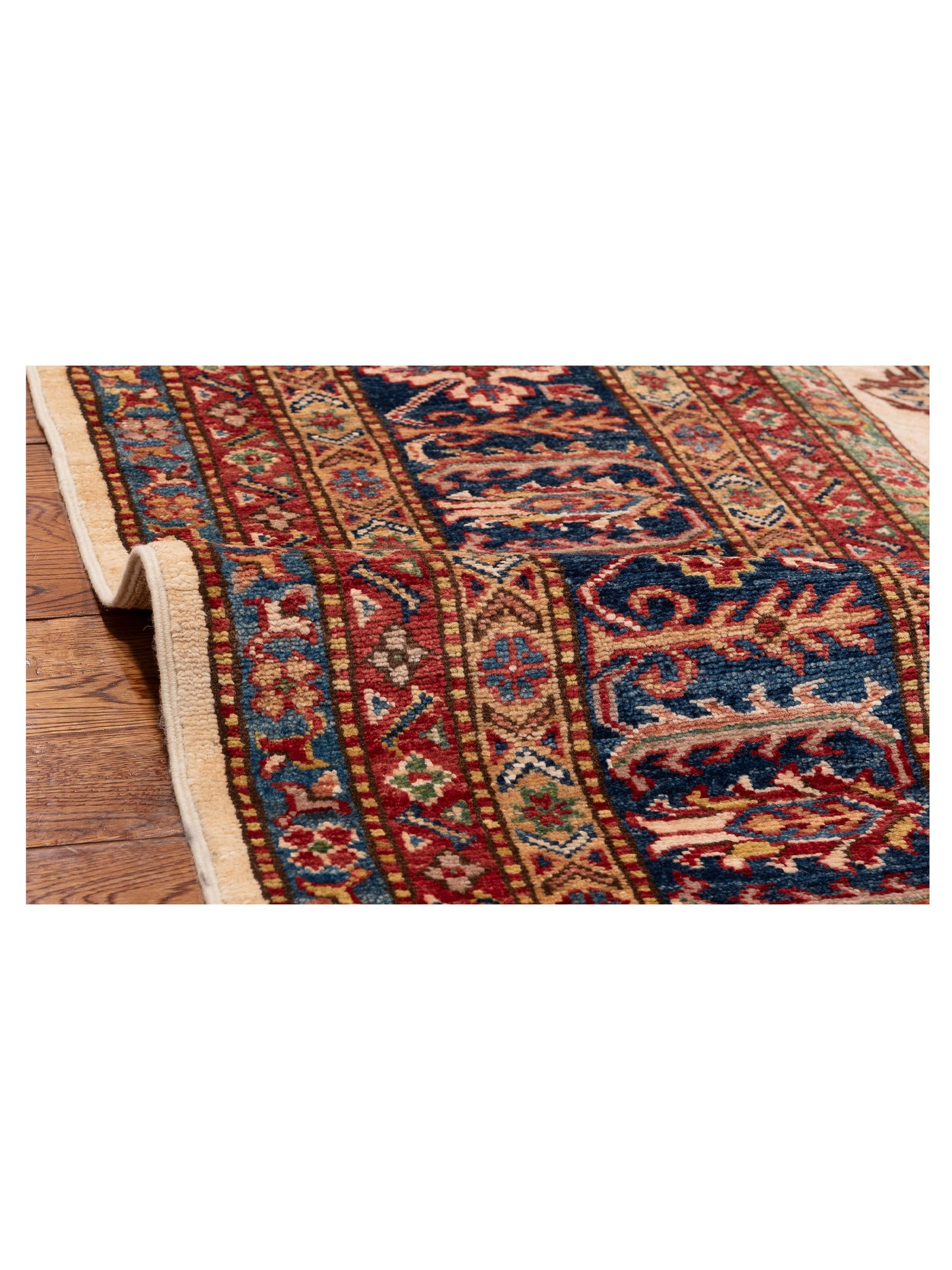 Artisan Kazak 151991 Ivory Navy 8.11x12 Hand Knotted Rug