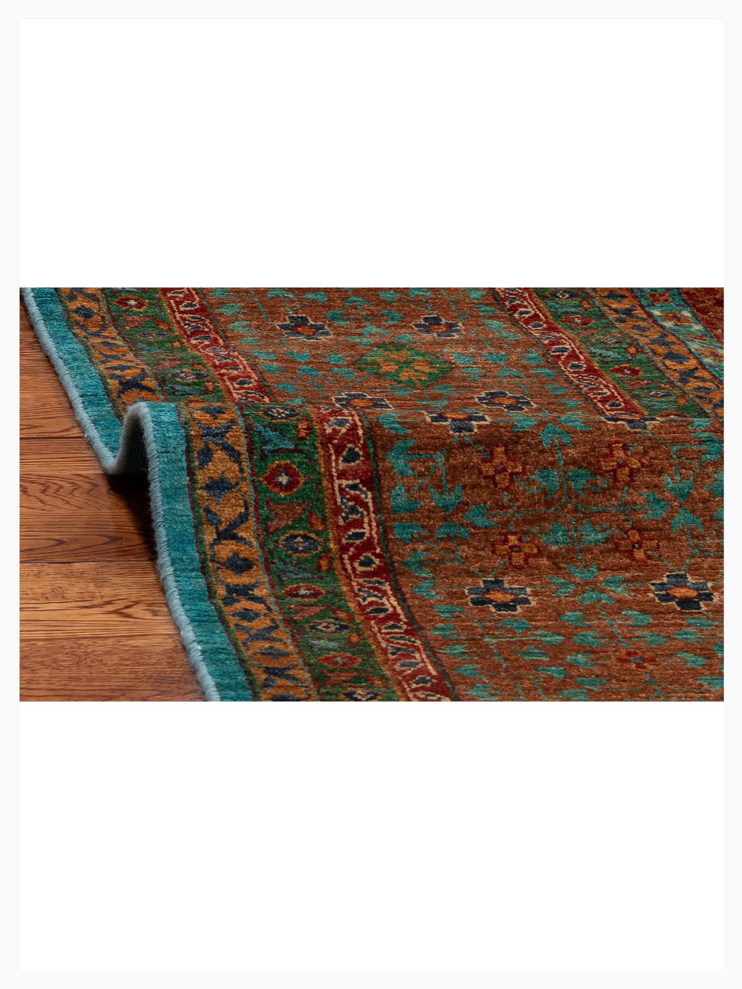 Artisan Mamluk 155044 Turquoise Brown 9.1x12.6 Hand Knotted Rug