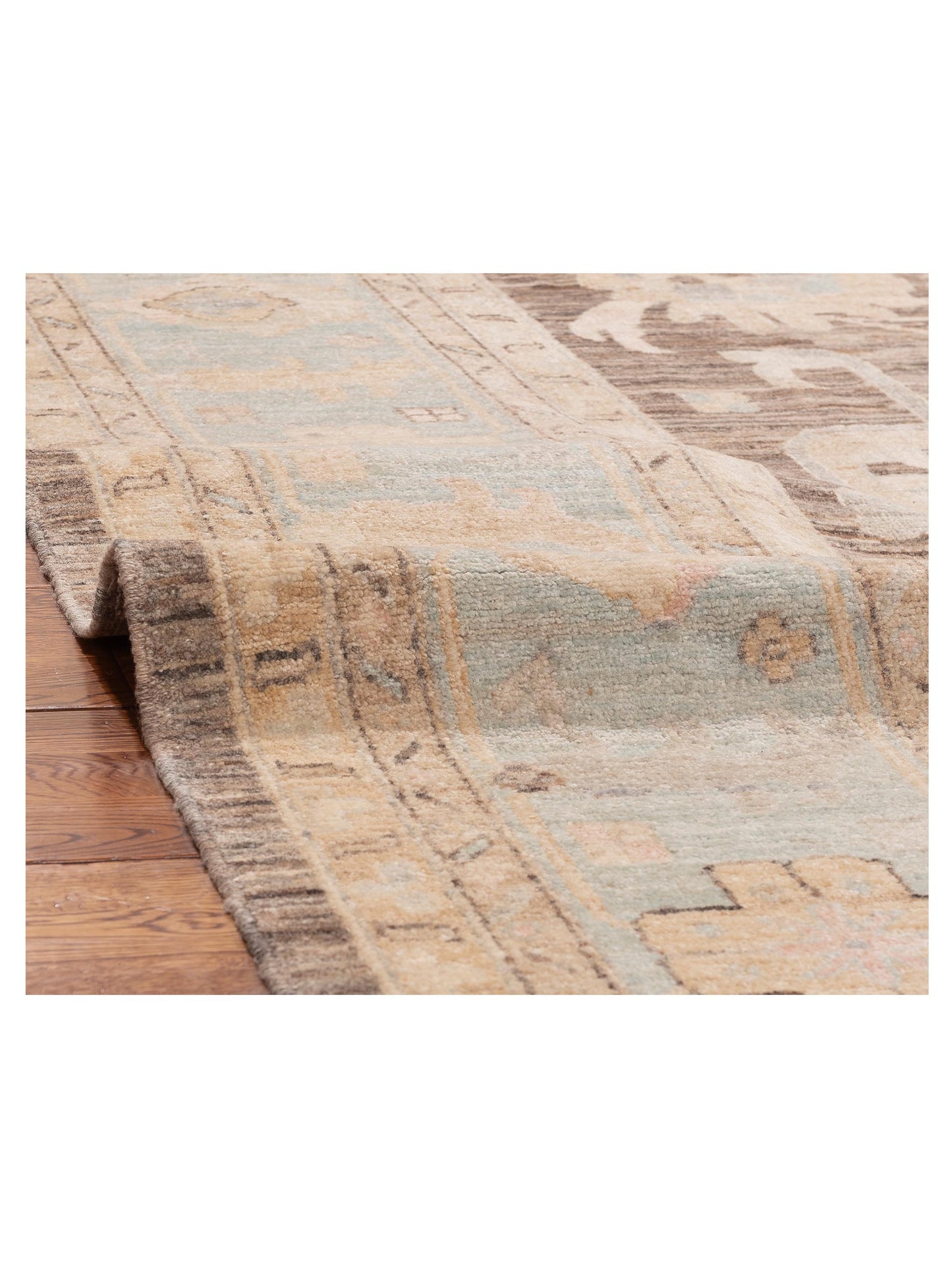 Anadol Oushak 156014 Brown Blue 10.4x13.9 Hand Knotted Rug