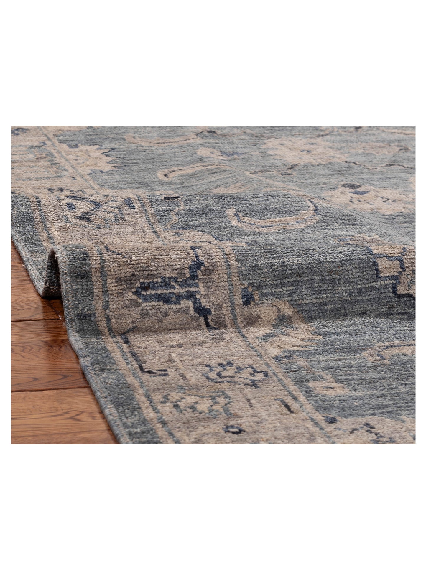 Angora Oushak 156266 Blue Gray 4x11.8 Hand Knotted Rug