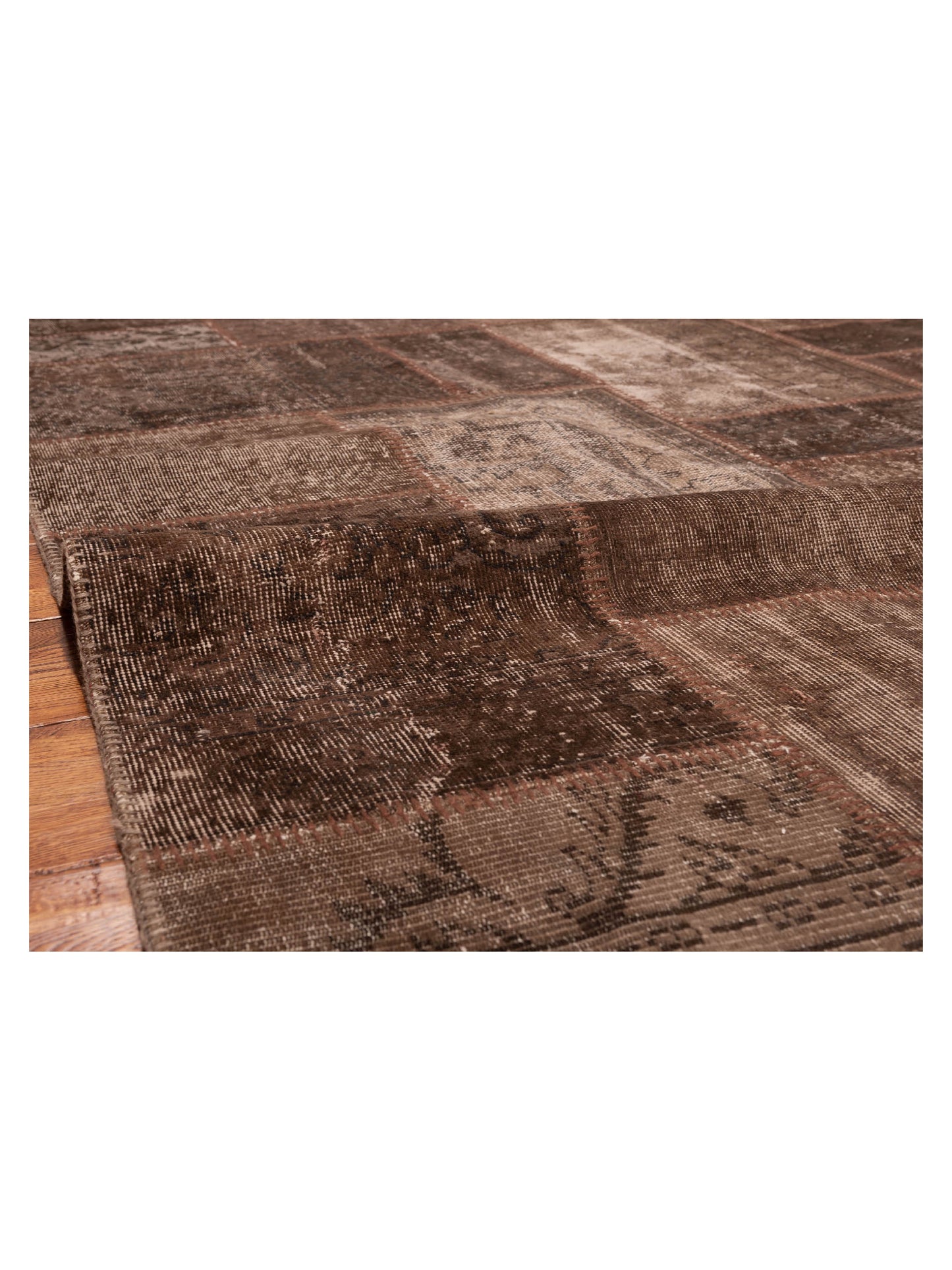 Turkish Vestige Patchwork 109920 Brown Brown 6x9 Hand Knotted Rug