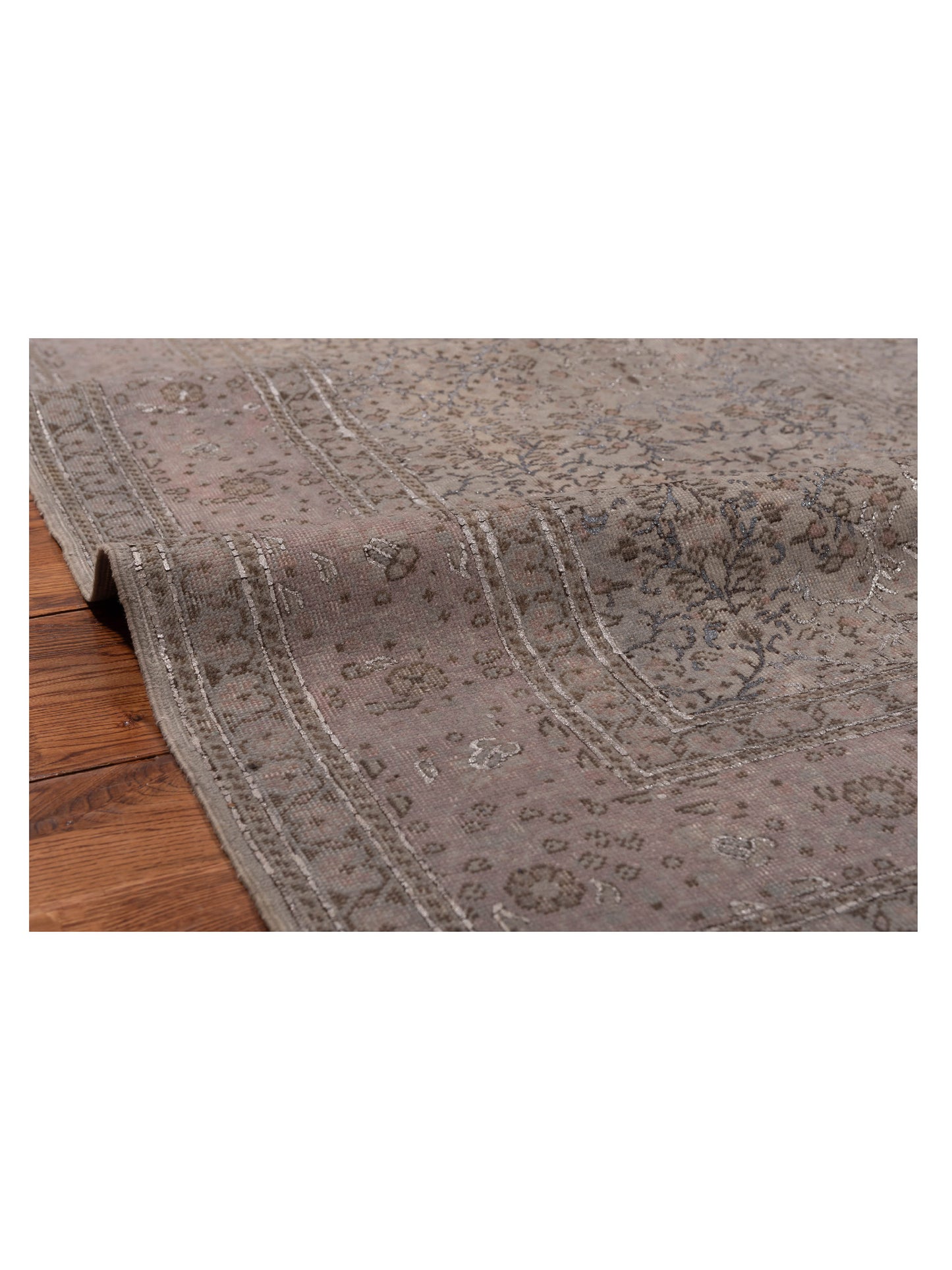 Vintage 108271 Silver 6.7x9.3 Hand Knotted Rug
