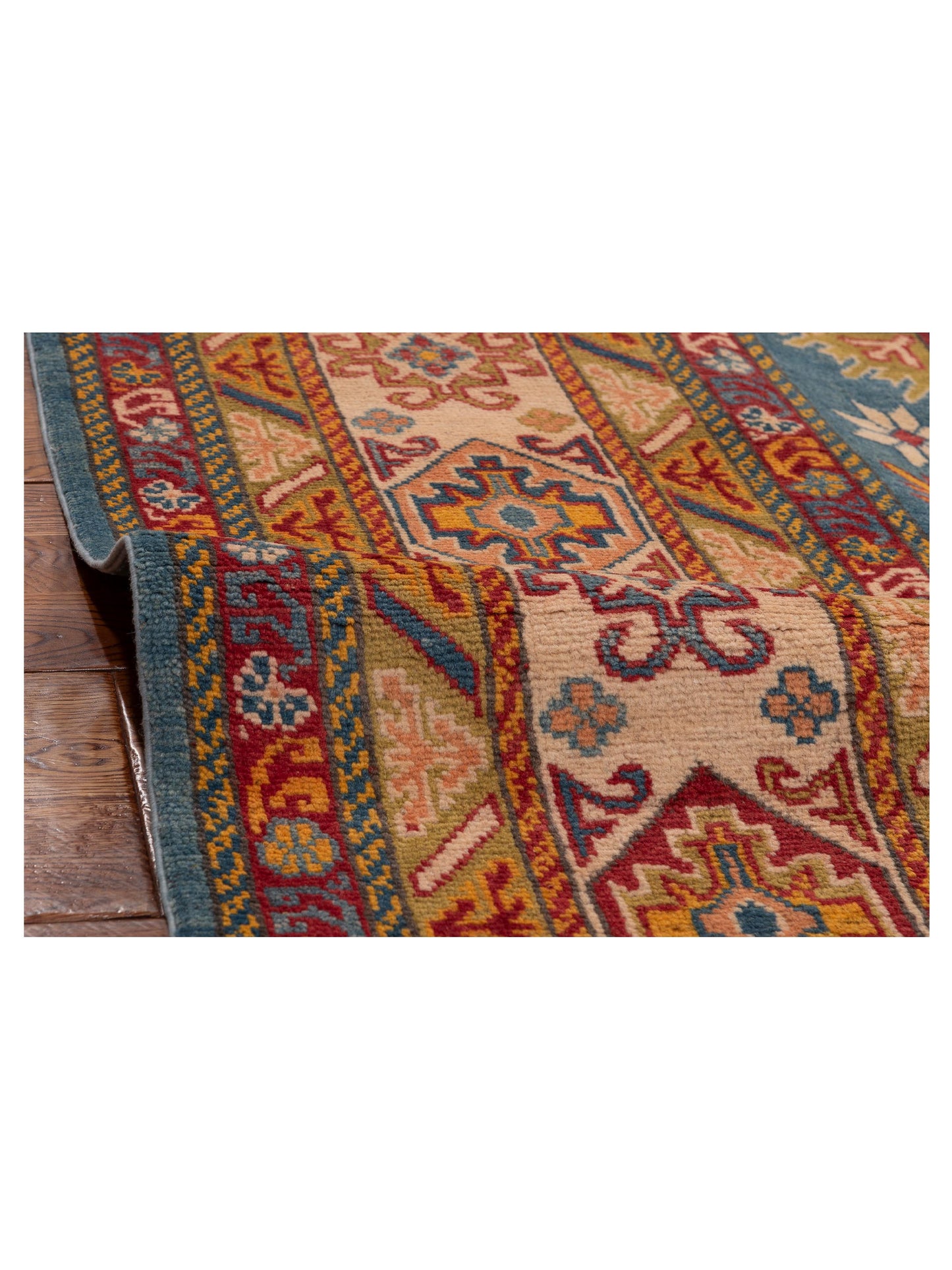 Artisan Kazak 152037 Blue Ivory 9x11.10 Hand Knotted Rug