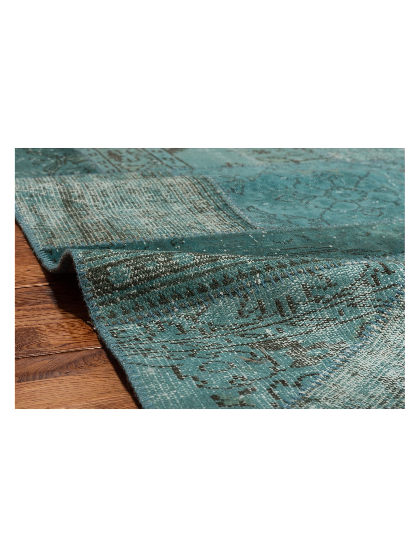 Turkish Vestige Patchwork 114882 Blue 9x12.4 Hand Knotted Rug