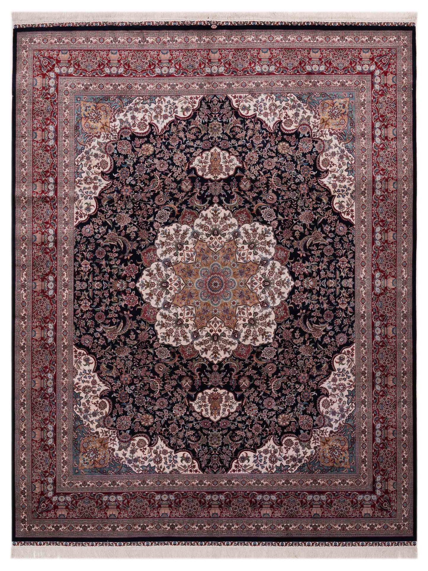Pasha Pure Silk Navy Red Traditional