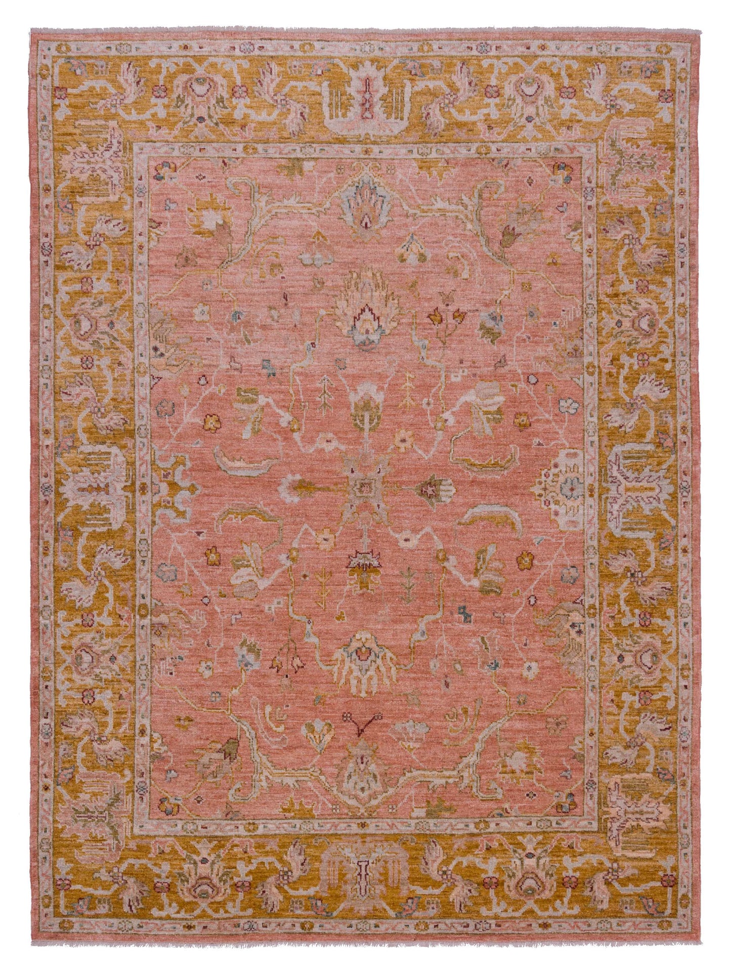 Anadol Angora Oushak Pink Mustard Traditional