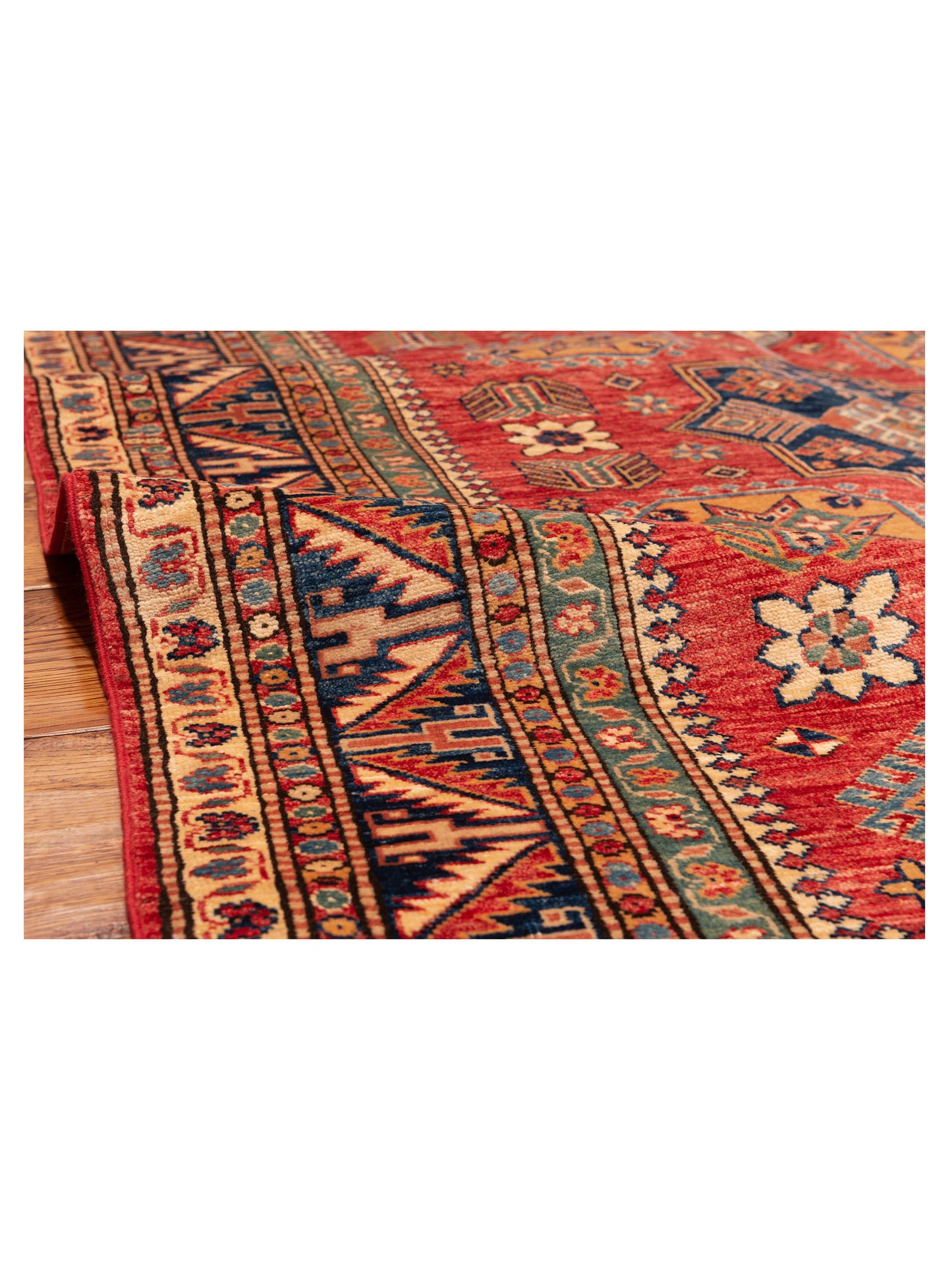 Artisan Kazak 145367 Red Ivory 5.2x6.9 Hand Knotted Rug